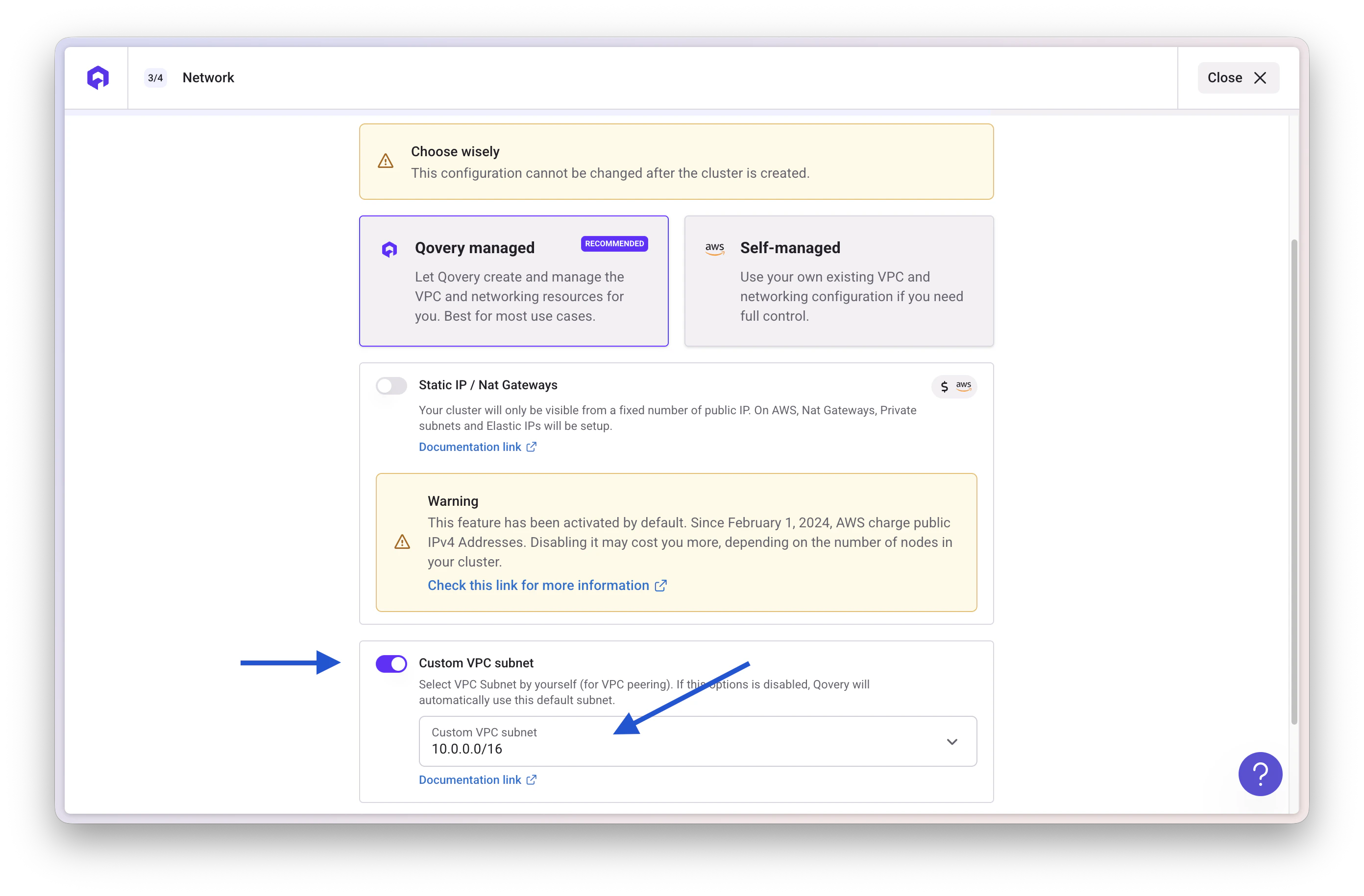 Customize Qovery CIDR