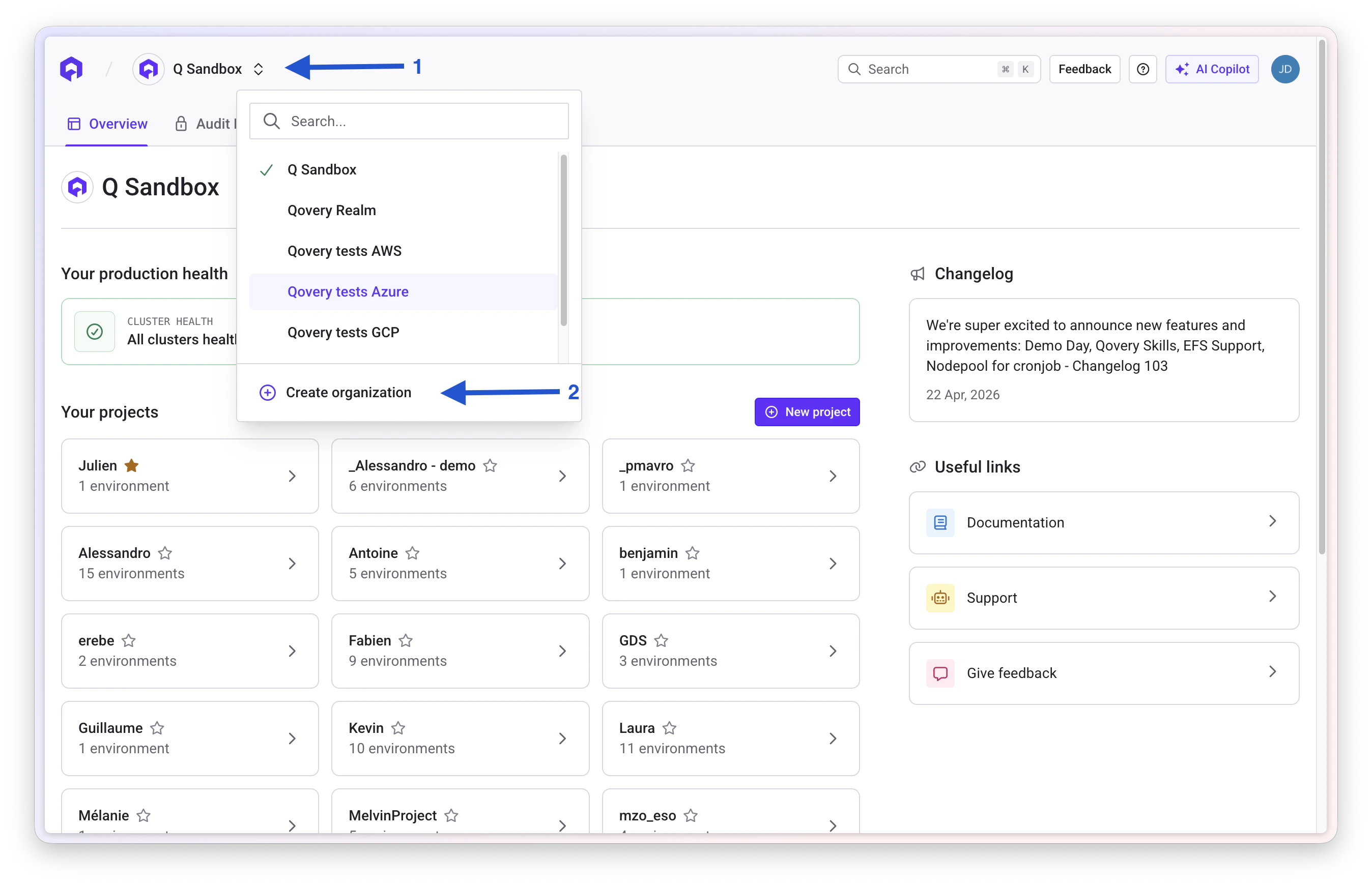Create organization after signing up