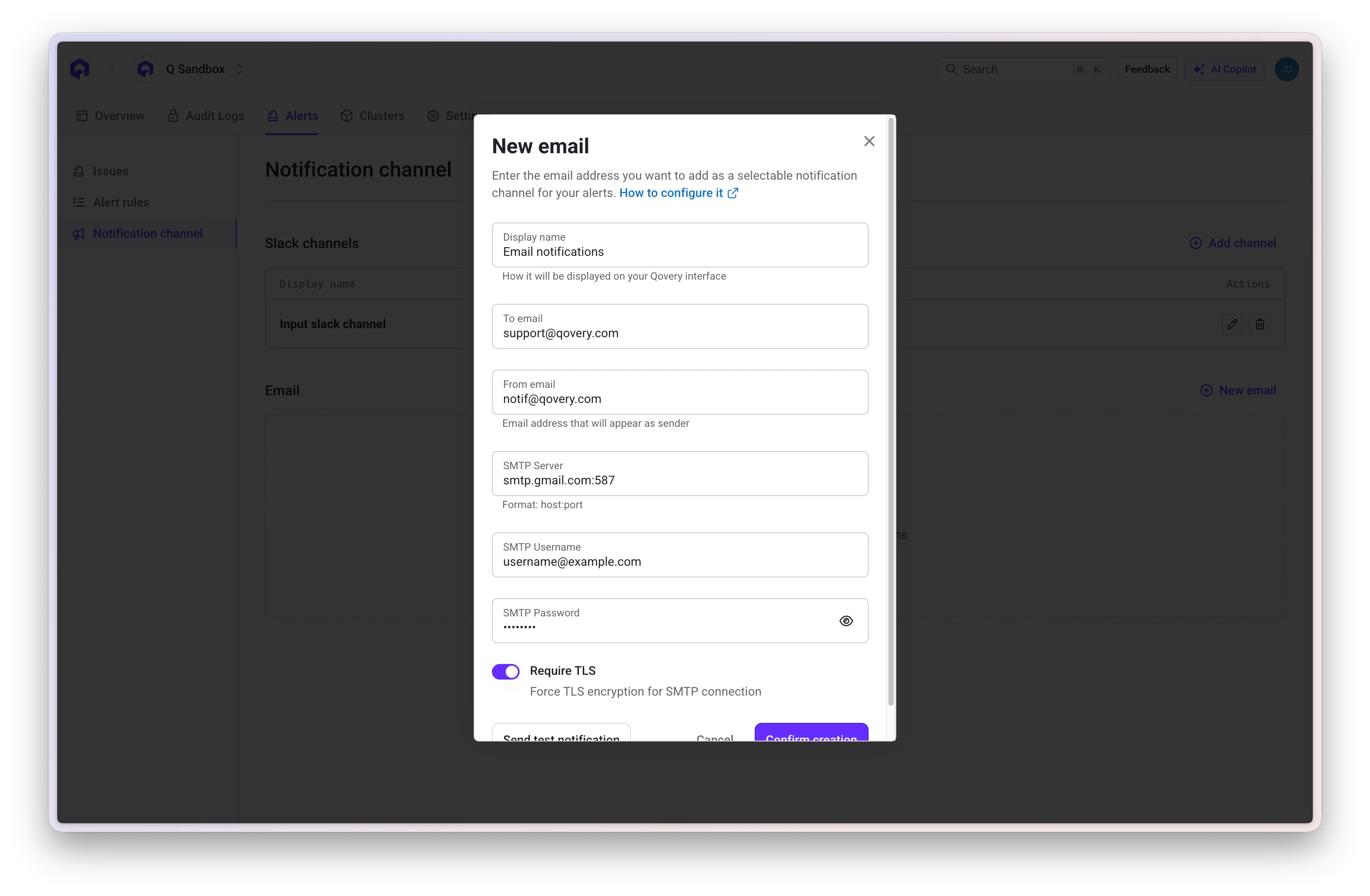 Email Notification Channel Setup