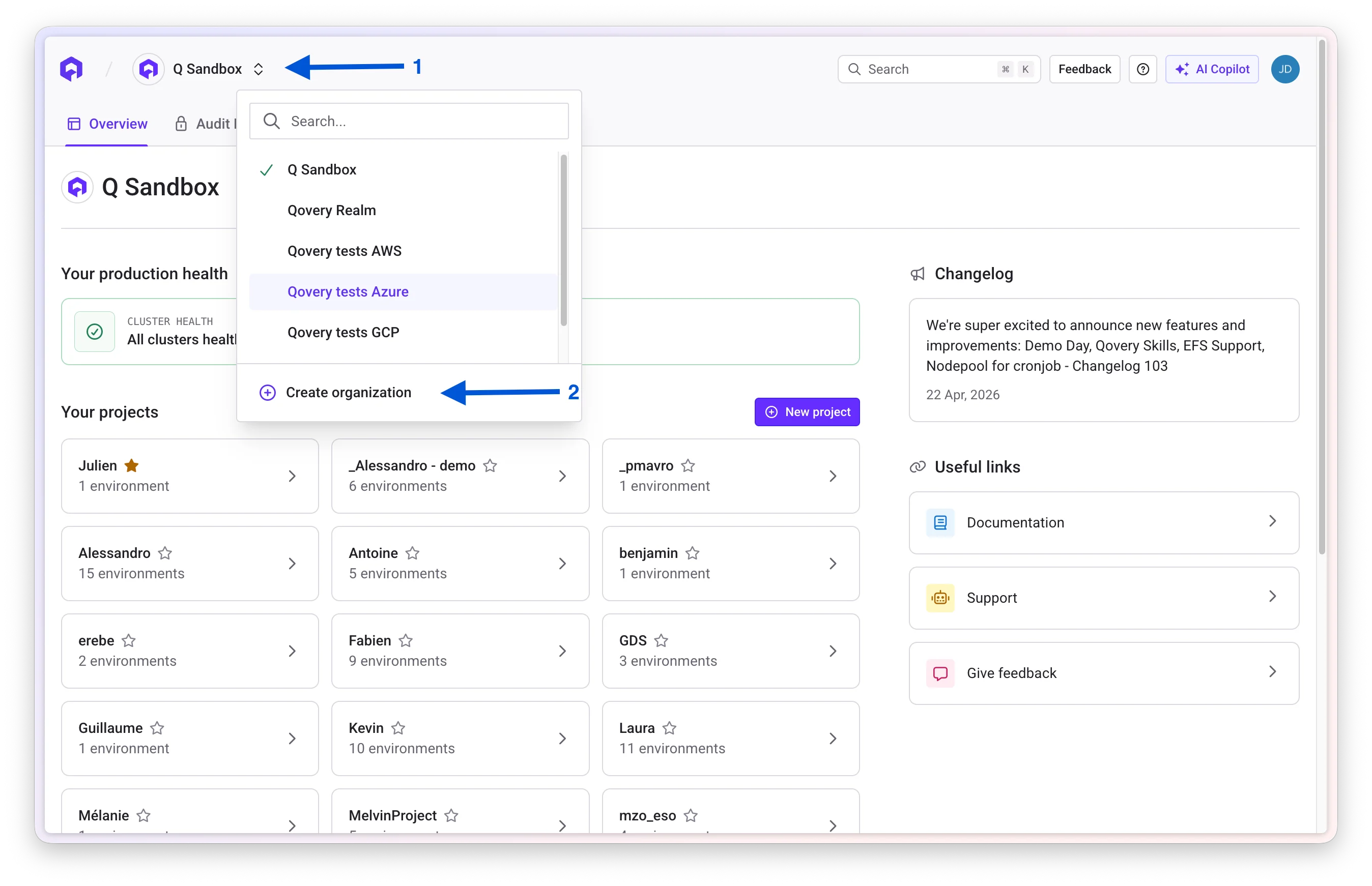 Create organization after signing up