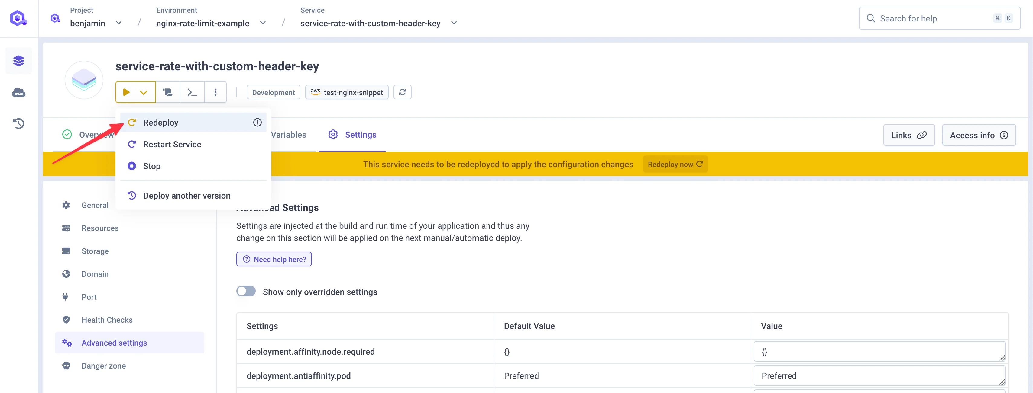 Deploy with custom header rate limit
