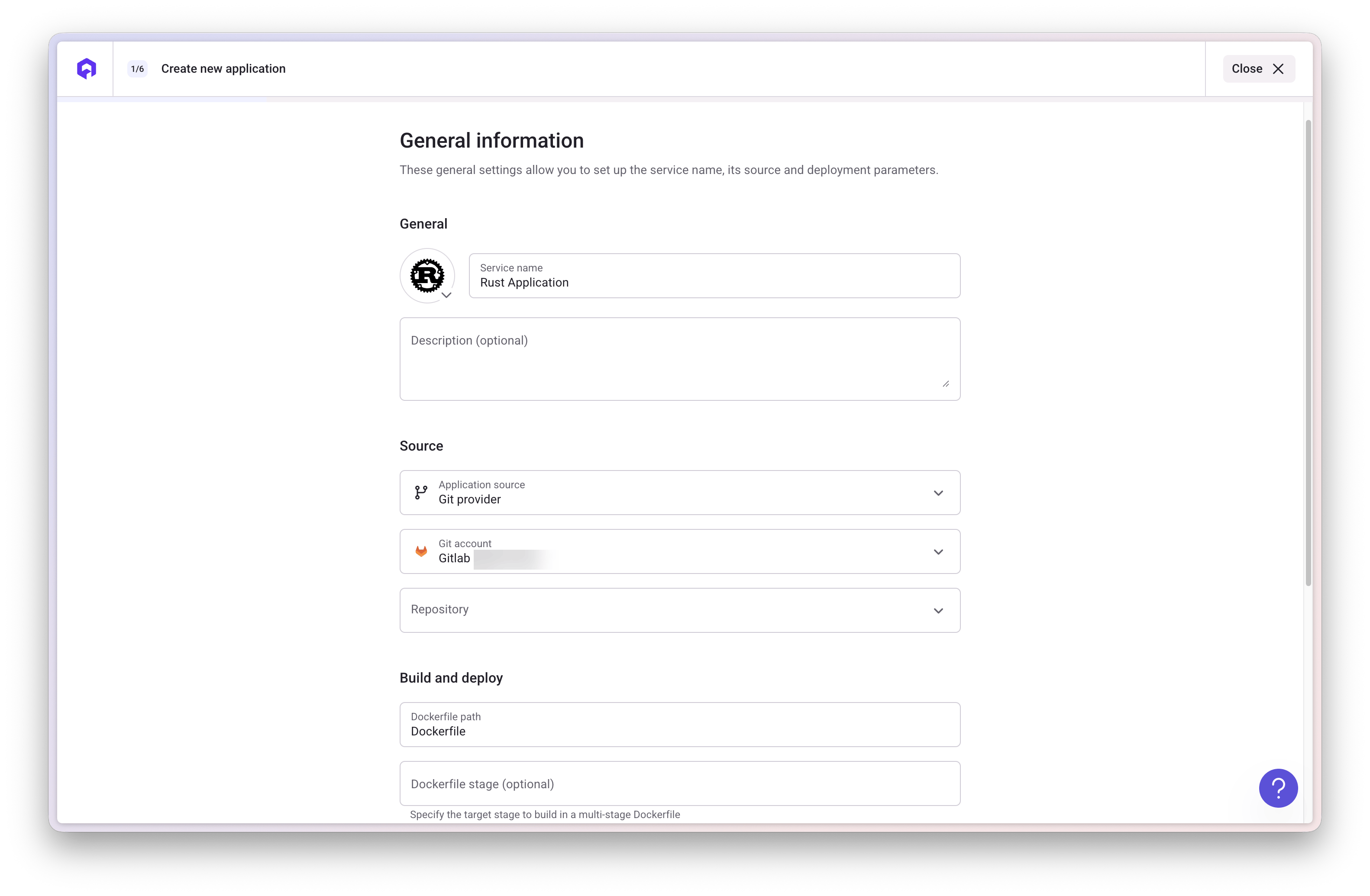 Register Rust application