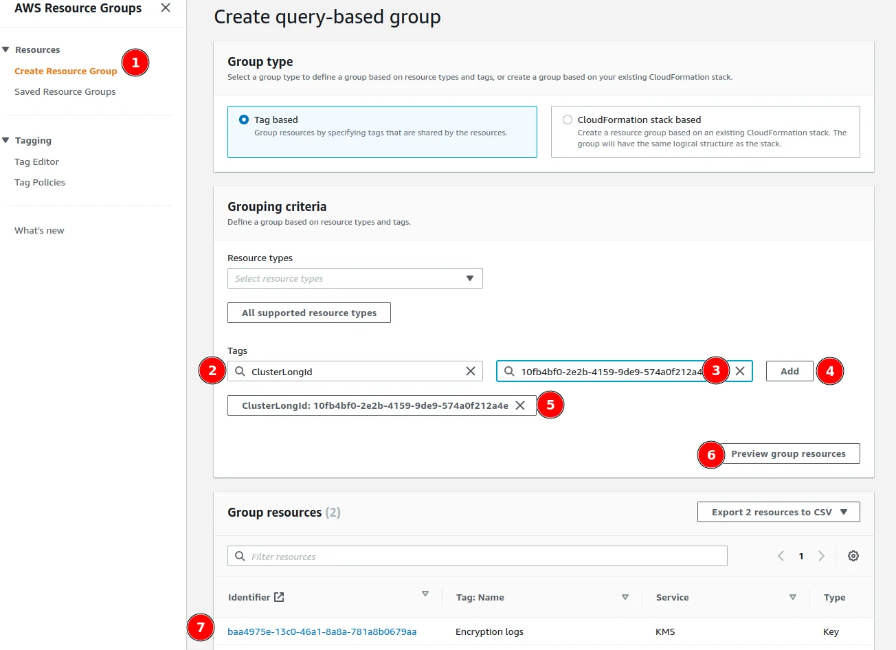 AWS Resource Groups search by tag