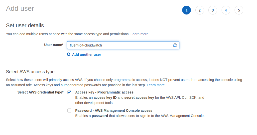 Create IAM user