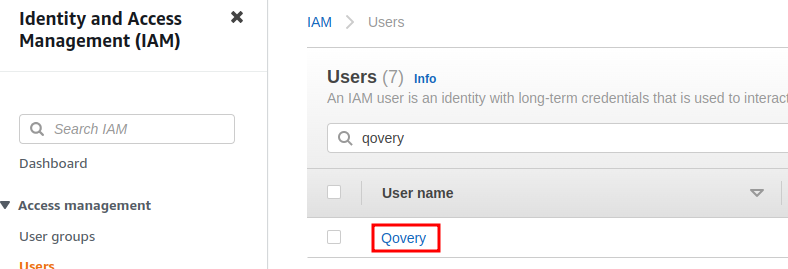 Select IAM user