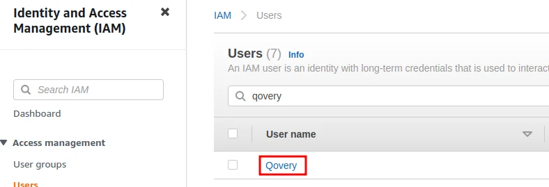 Select IAM user