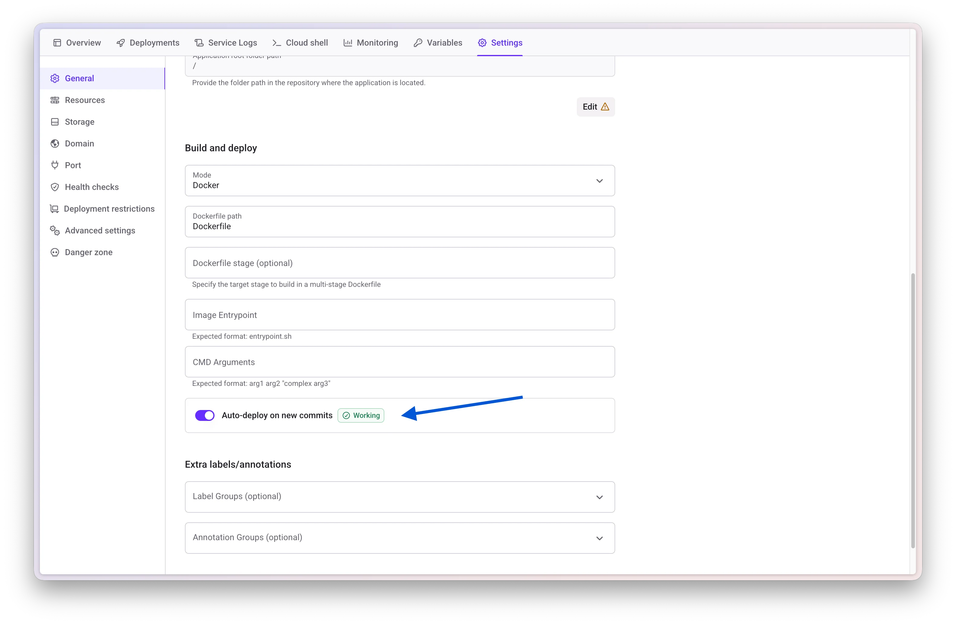 Auto-Deploy Settings