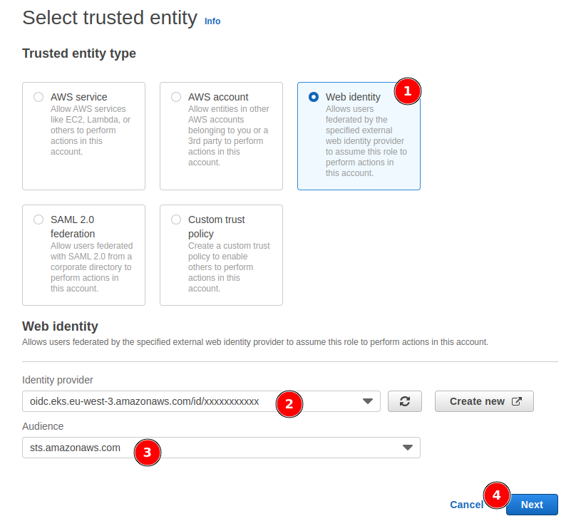 Create IAM role step 1