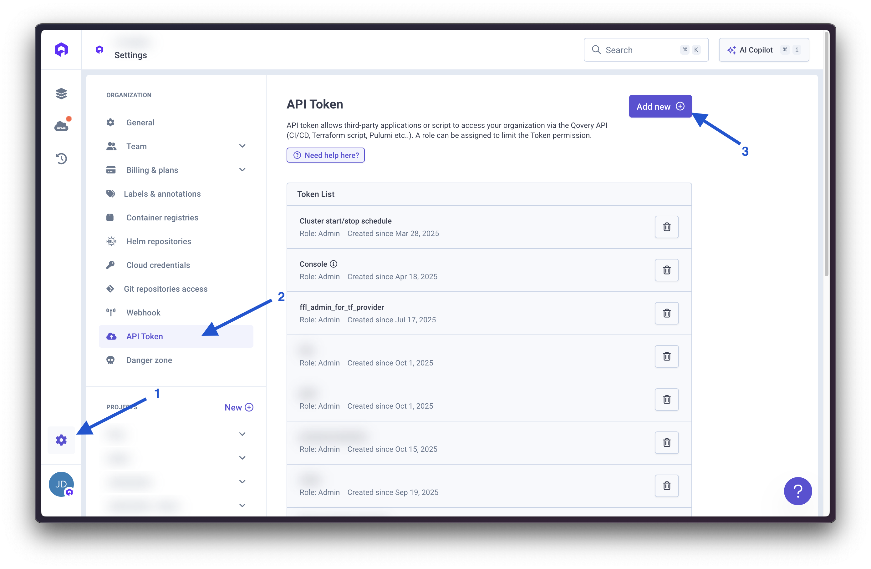 Generate Qovery API Token