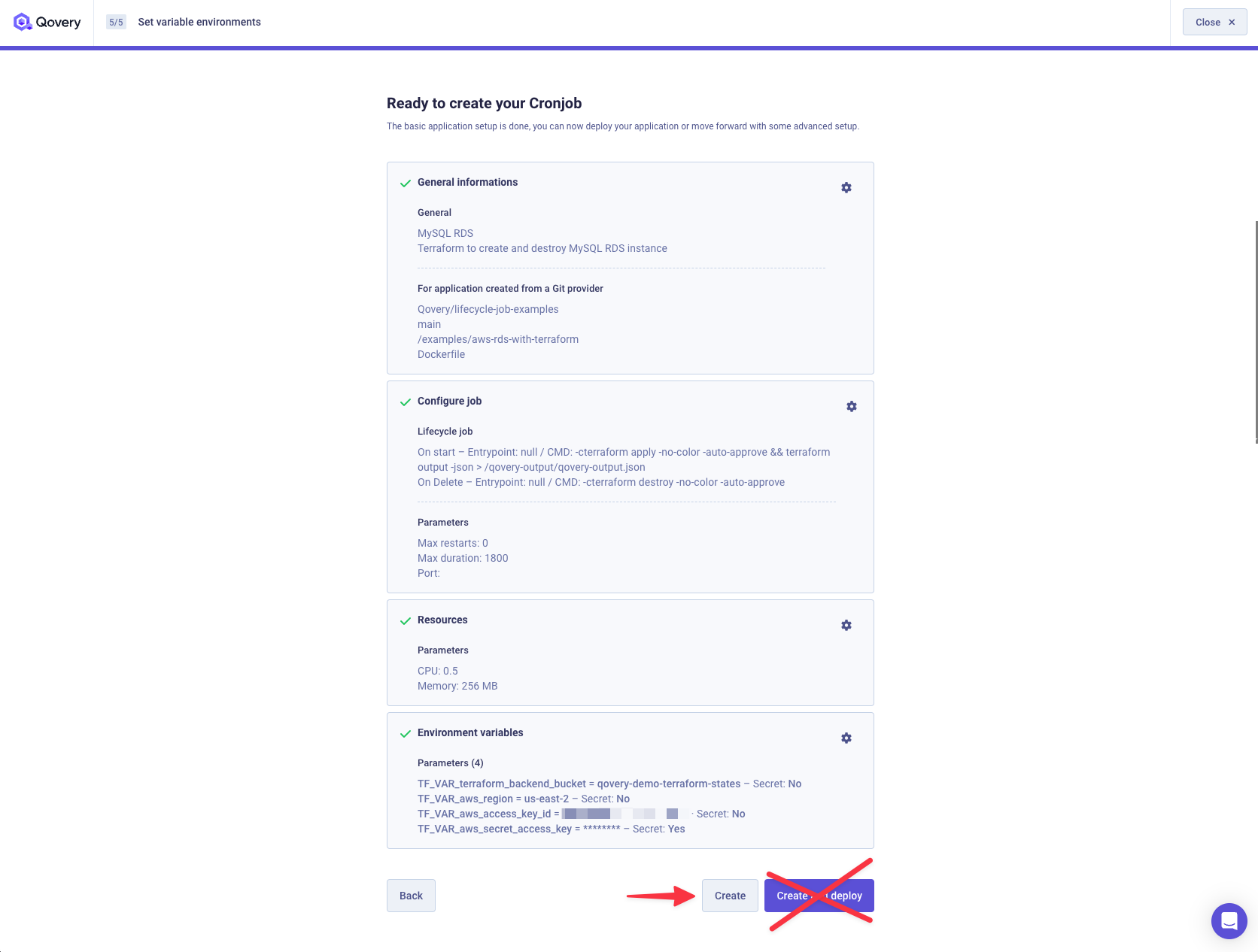 Create without deployment