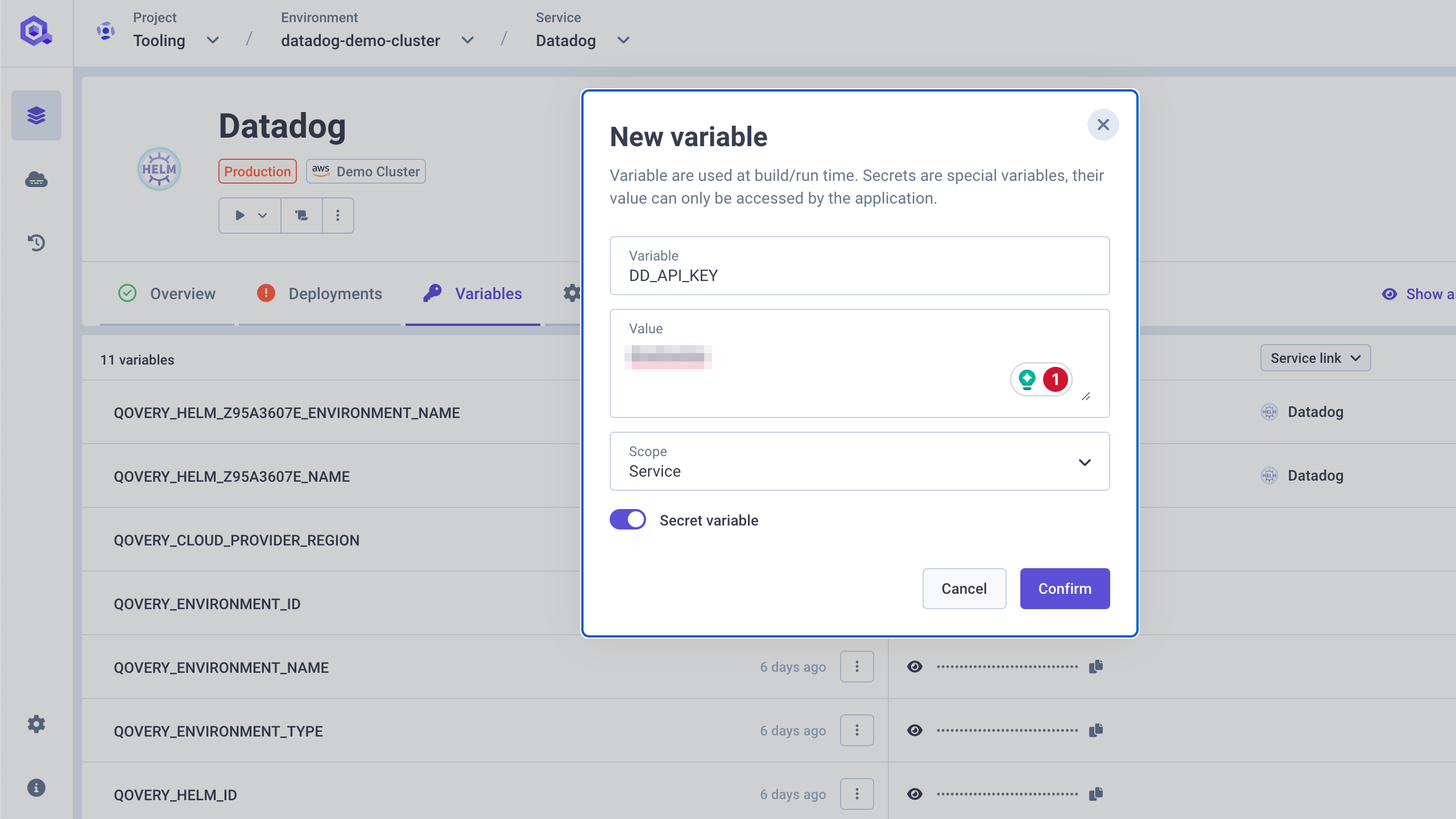 Datadog Secret Configuration