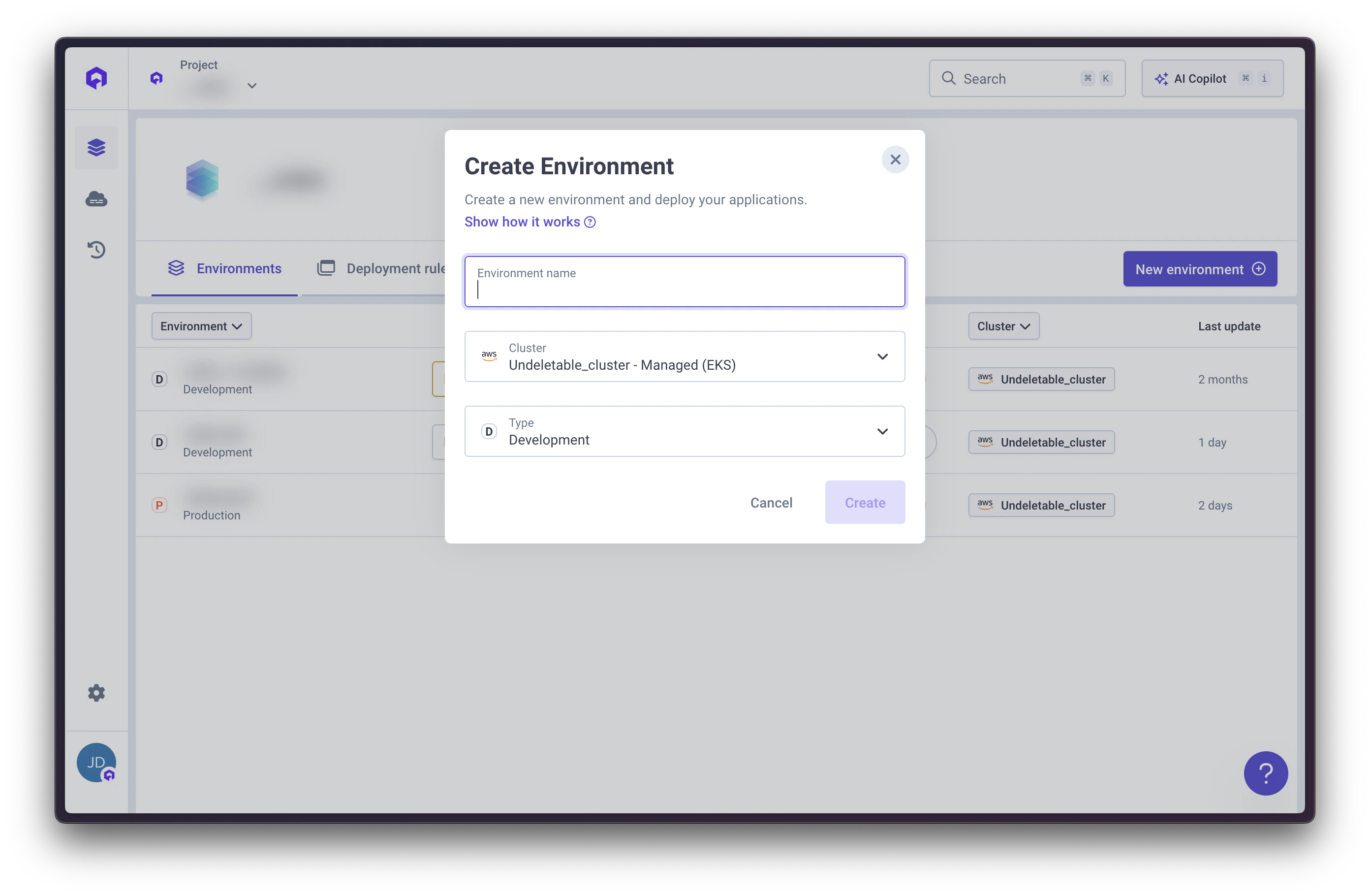 Create Environment Modal