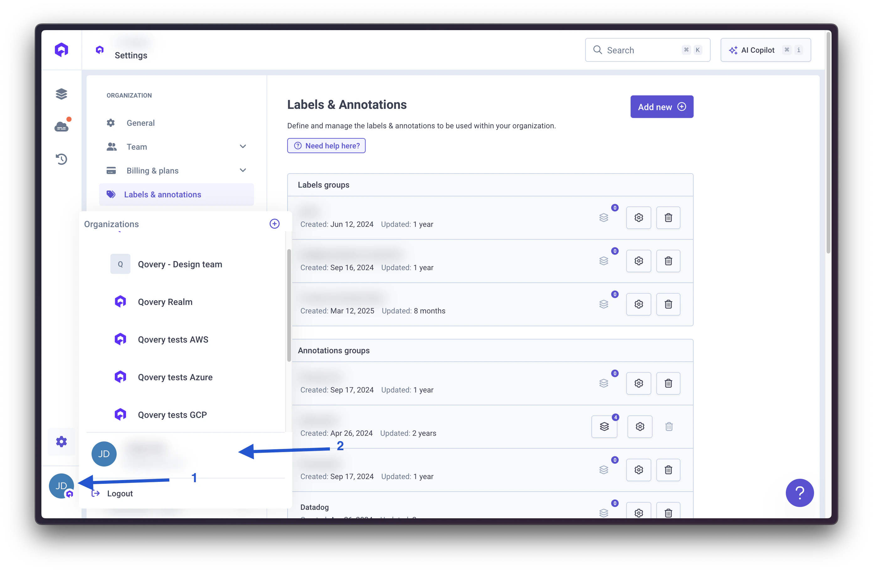 Access user account settings