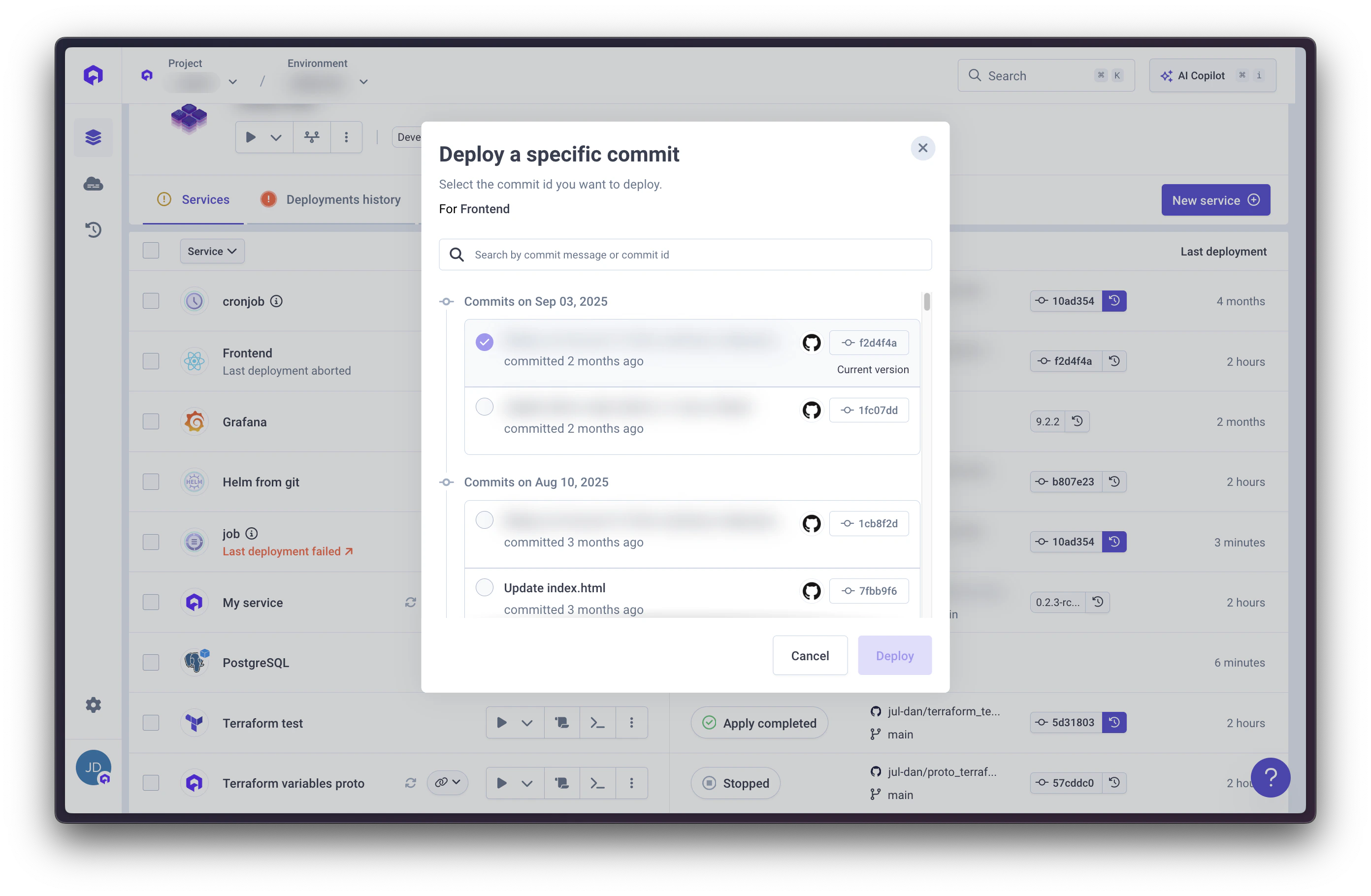 Deploy Other Version