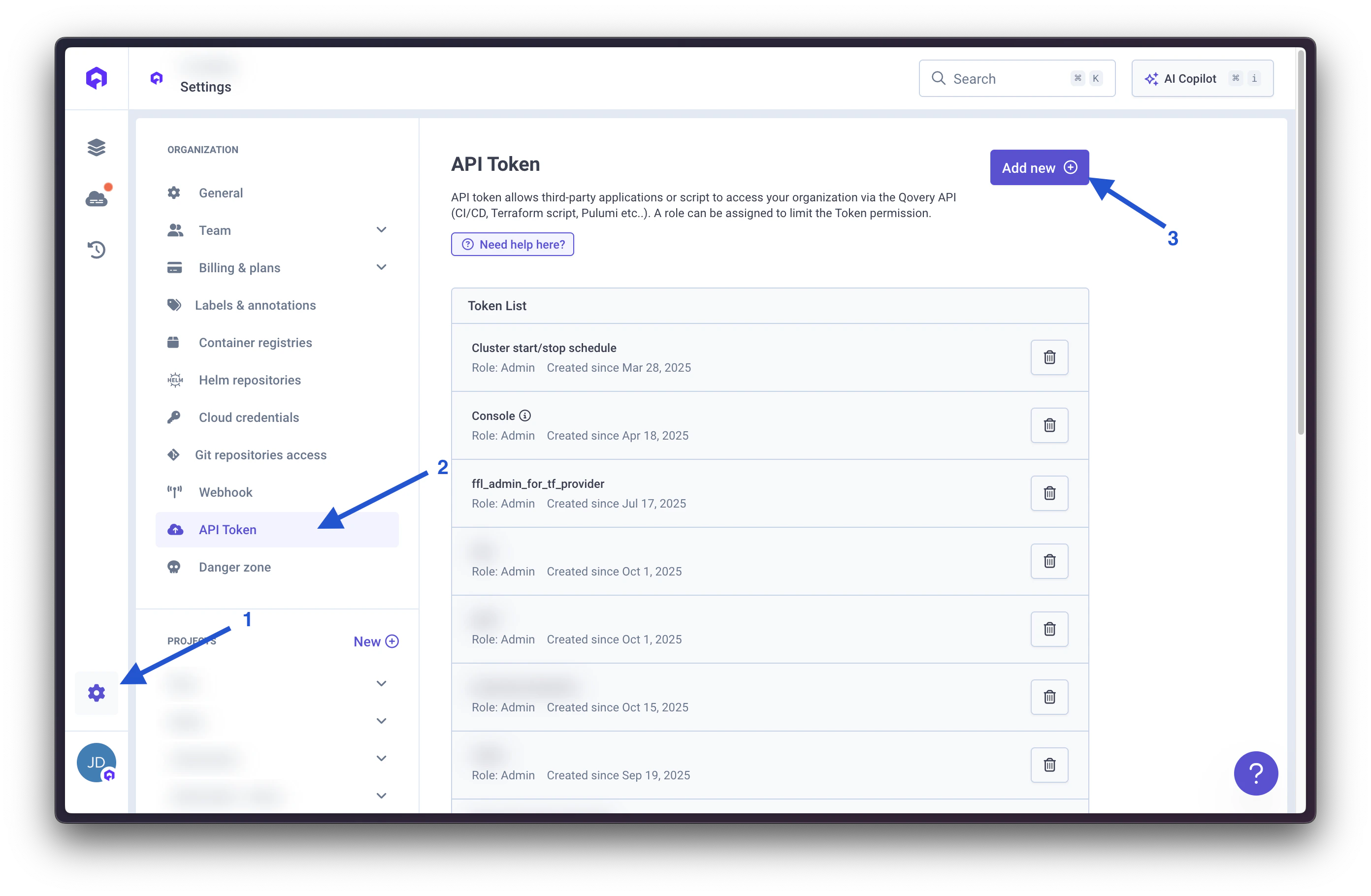 Generate Qovery API Token