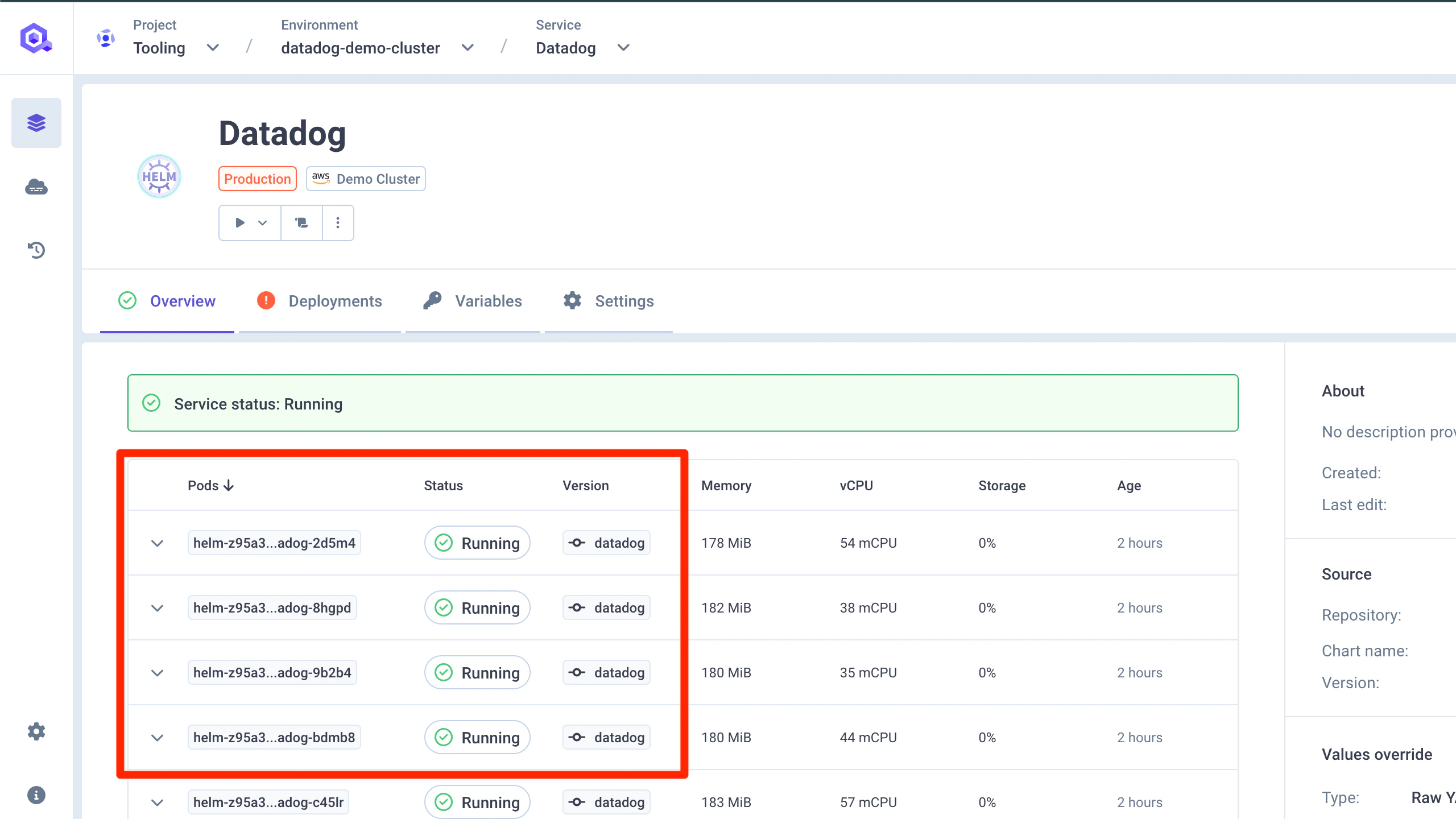 Datadog Pods Running