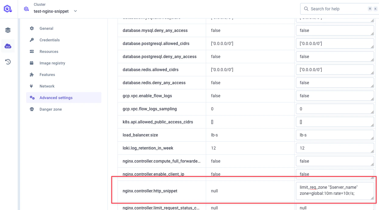 Set global rate in http snippet