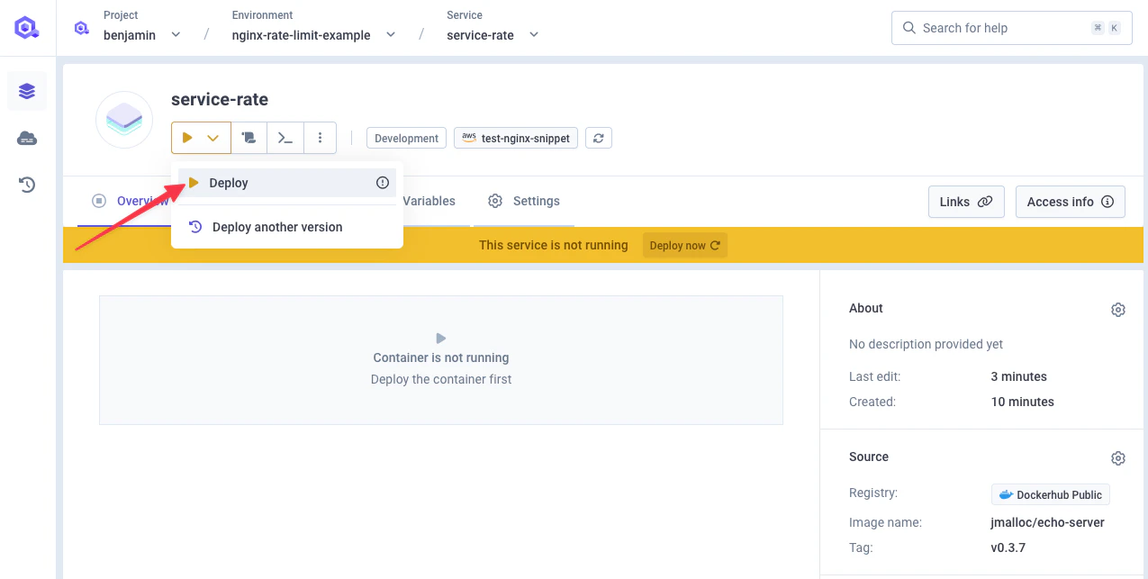 Deploy service with rate limit