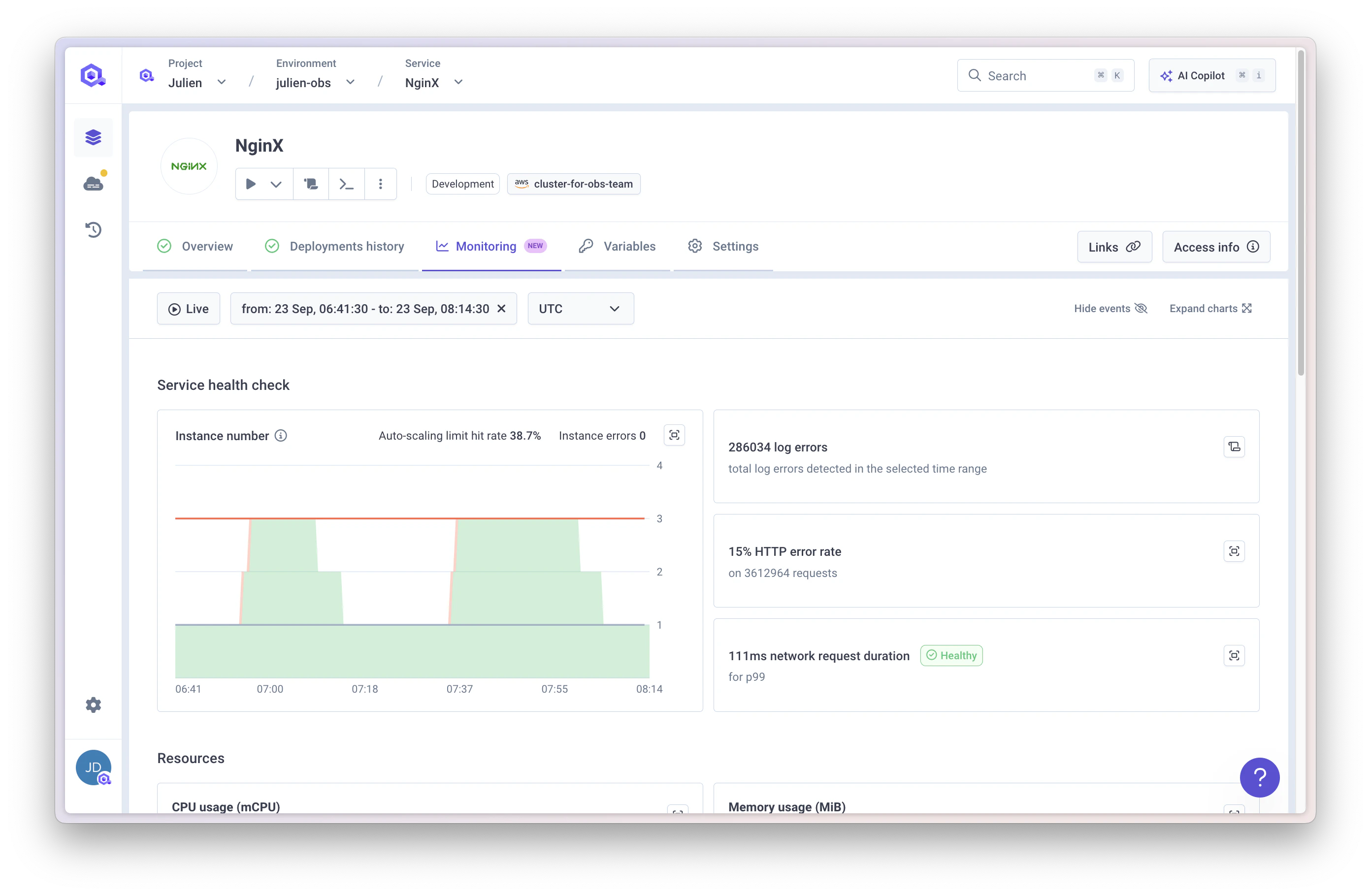 Qovery Observability Overview