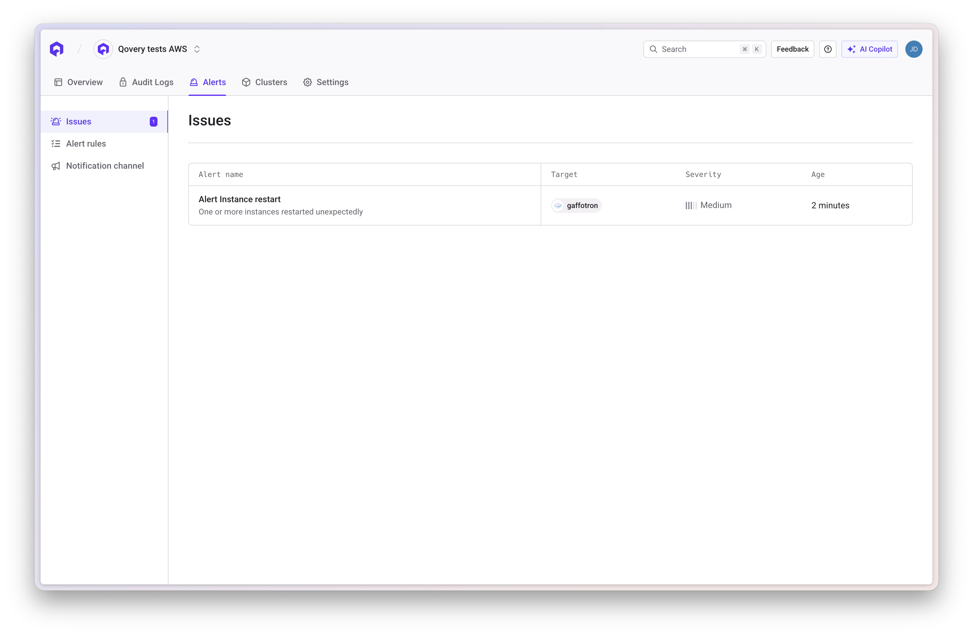 Alerting Section - Issues Overview