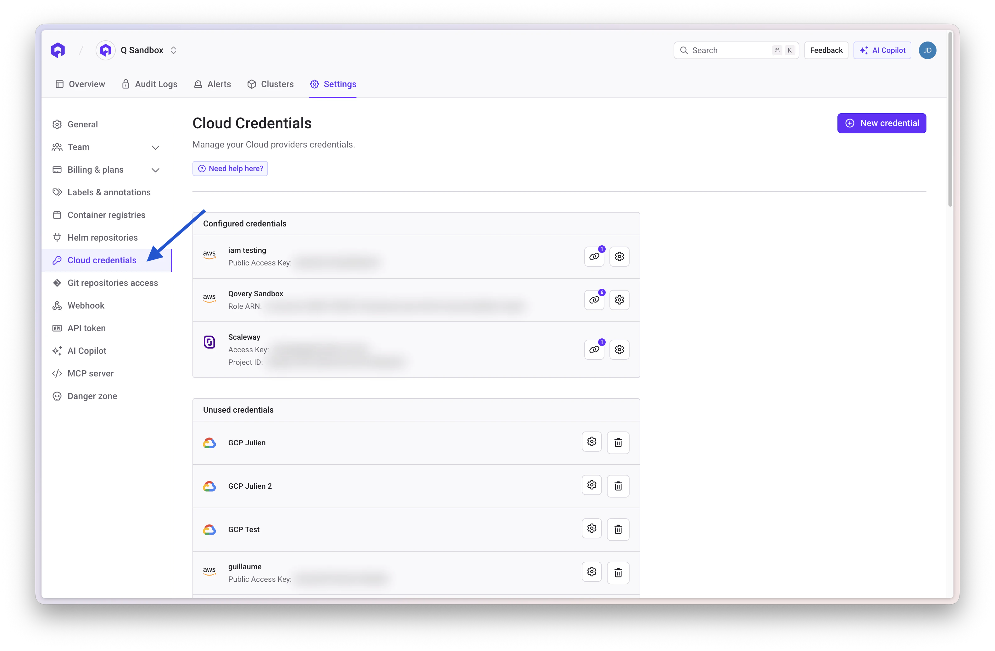 How to access your cloud credentials
