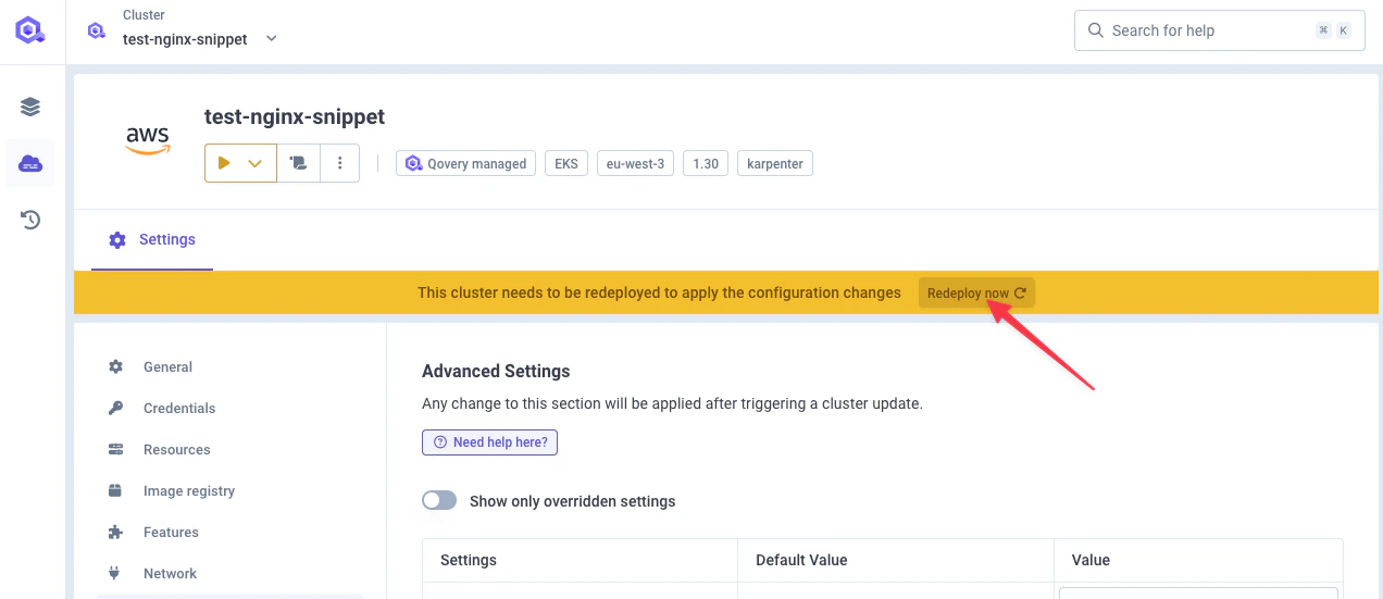 Deploy cluster changes