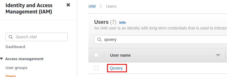 Select IAM user
