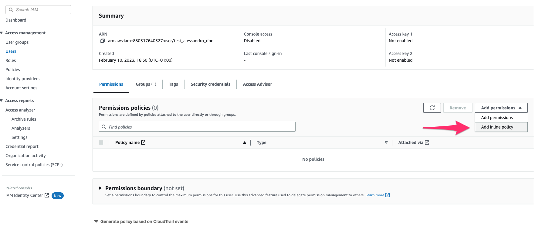 Add policy - step 2