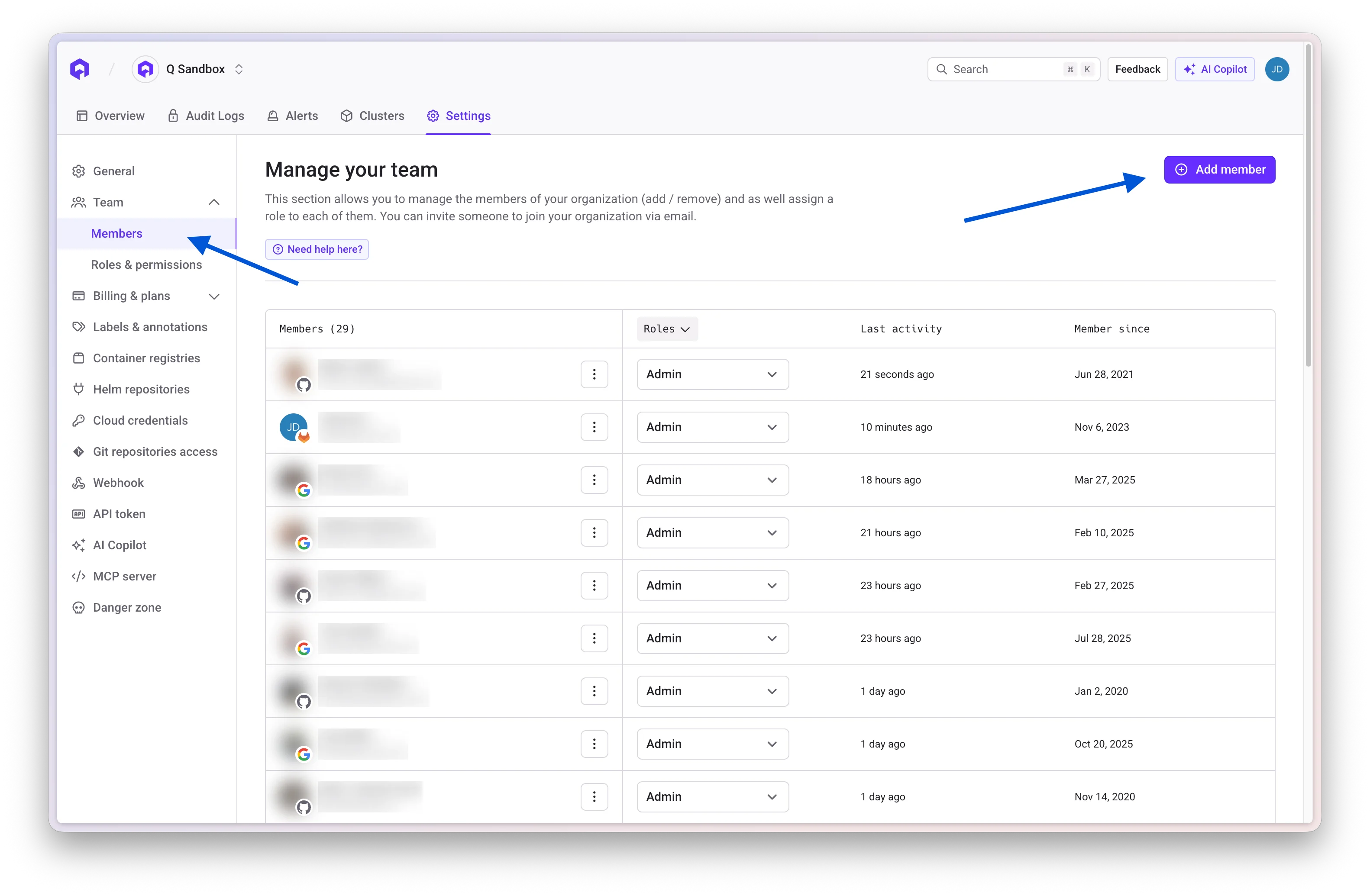 Qovery - List all members within an organization