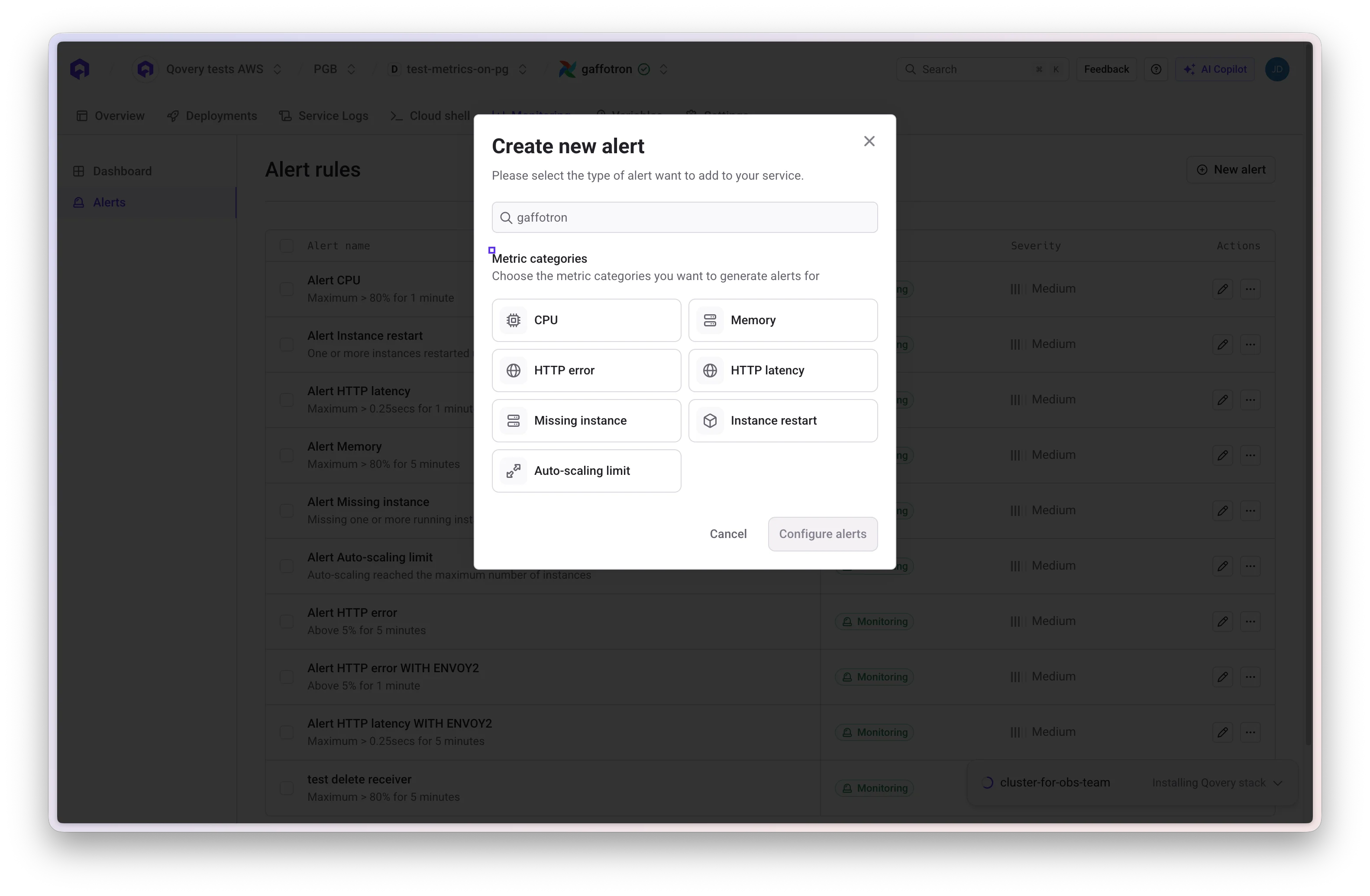 Creating an Alert