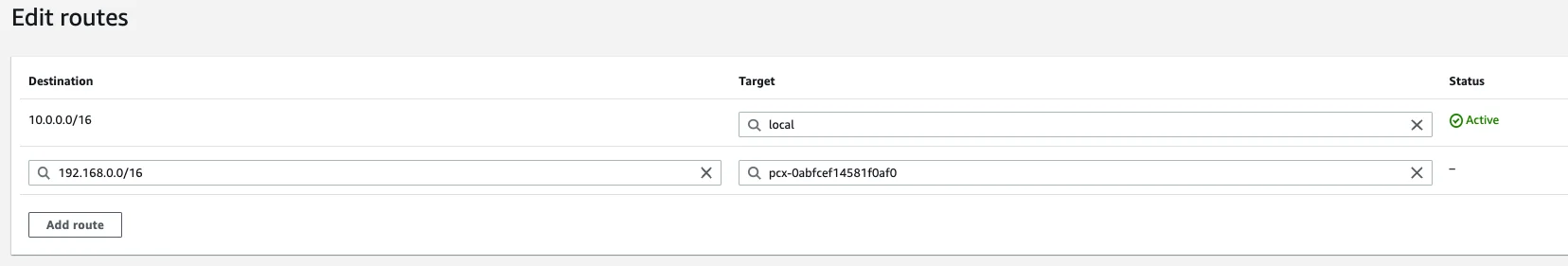 AWS VPC Qovery Route Table add route