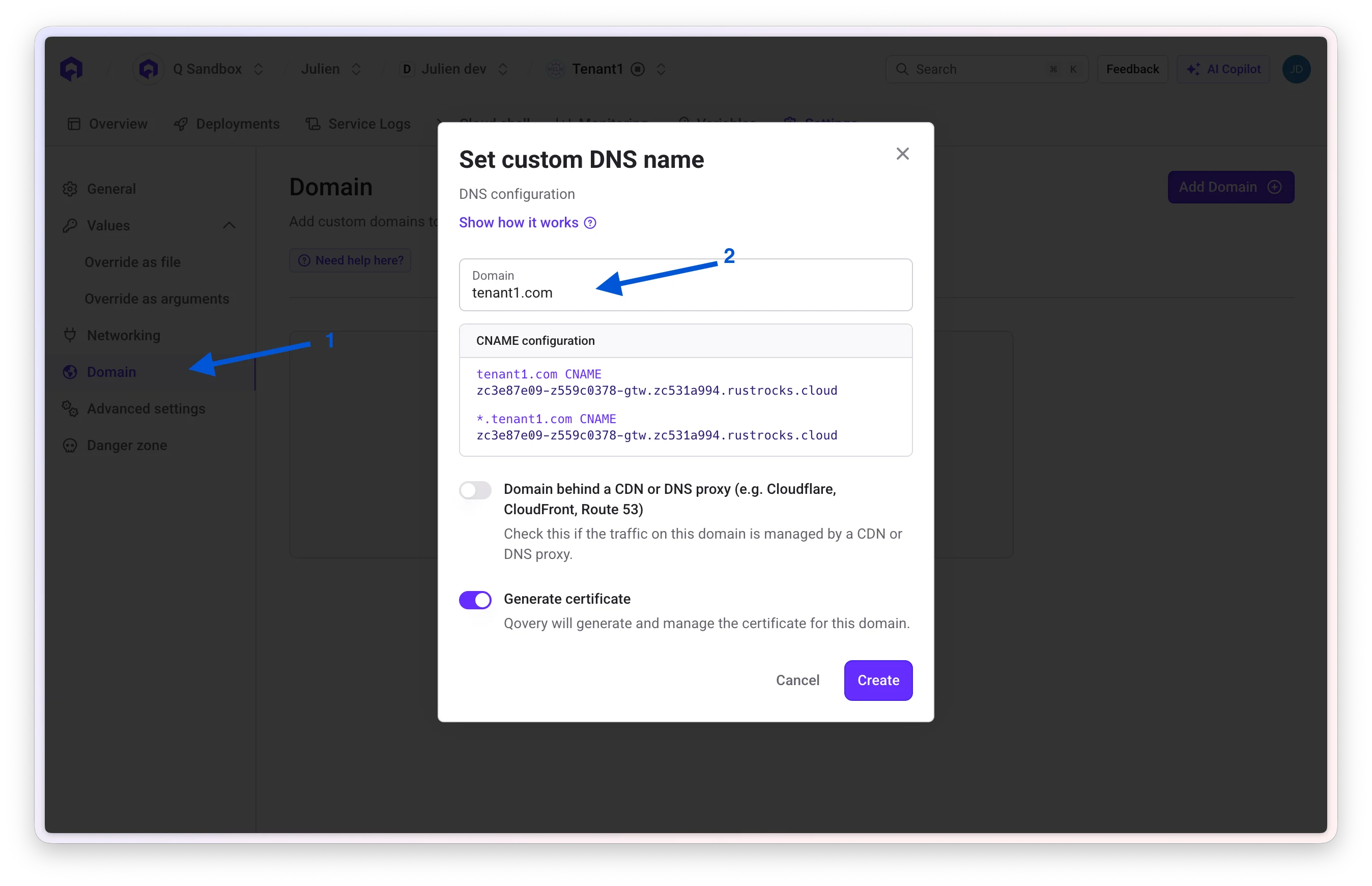 Add custom domain