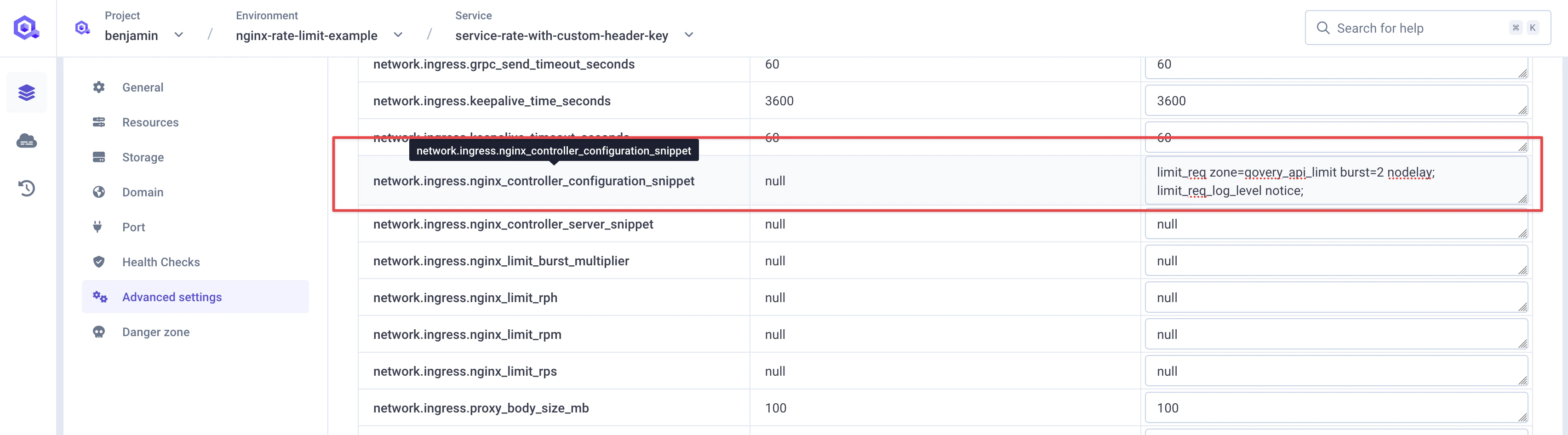 Apply custom header rate limit