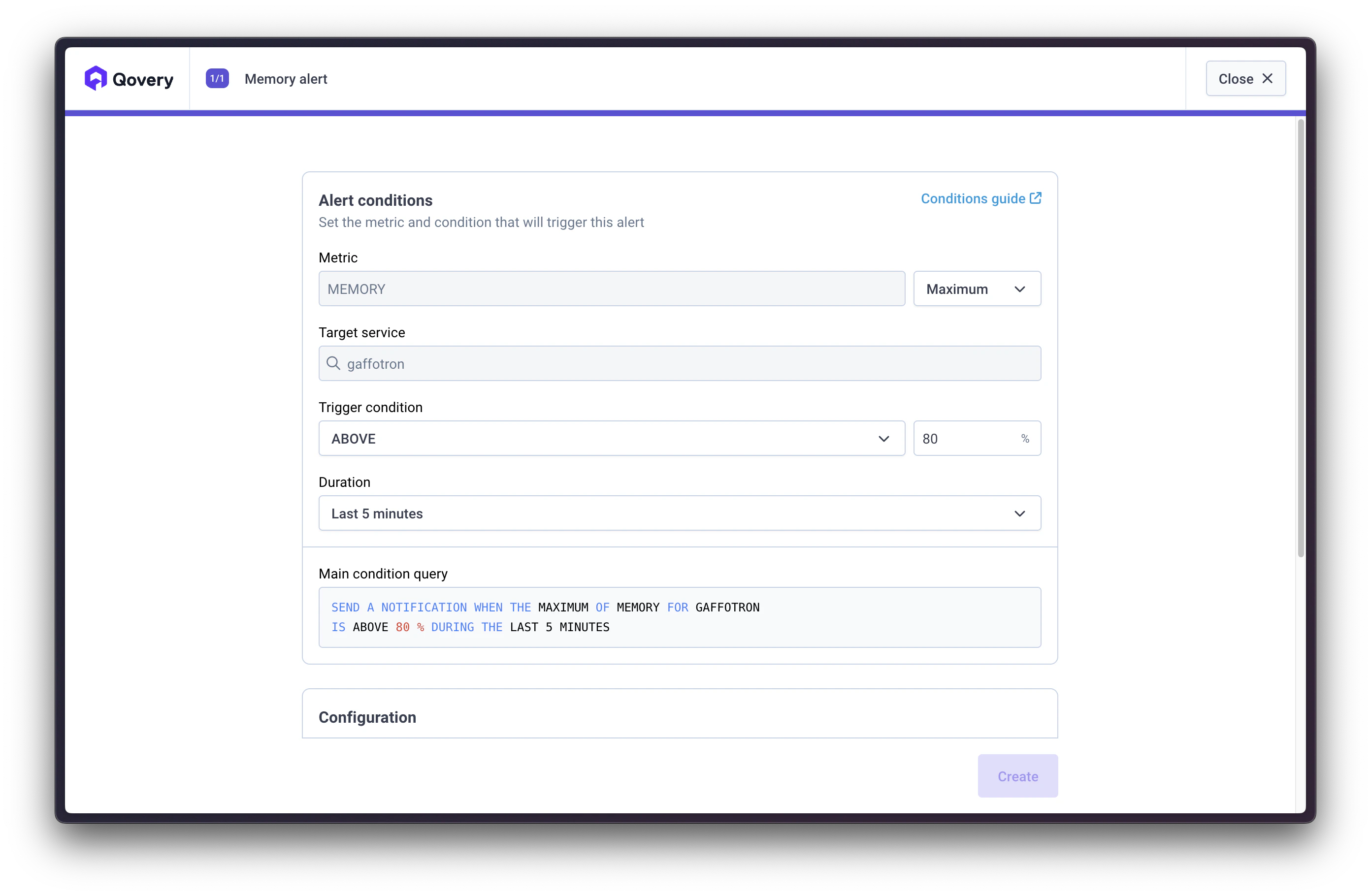 Alert Conditions Configuration