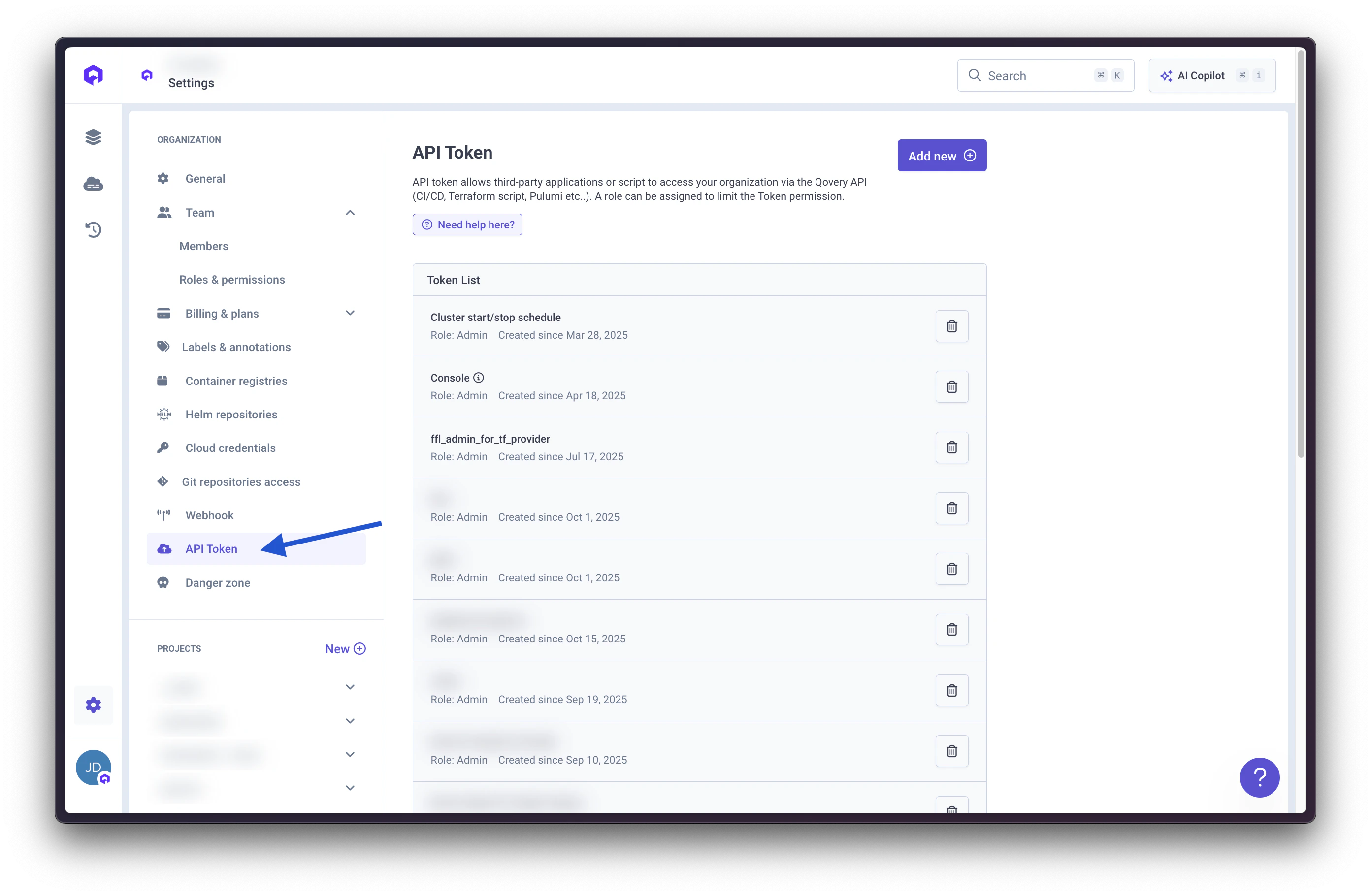How to access your Token API section