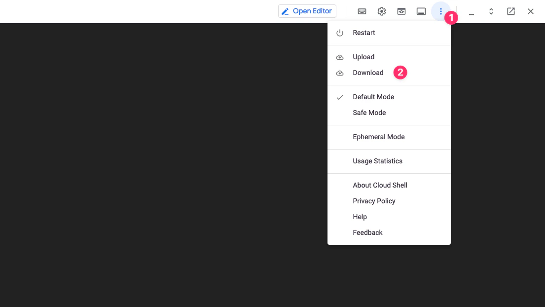 Download key.json file from Cloud Shell