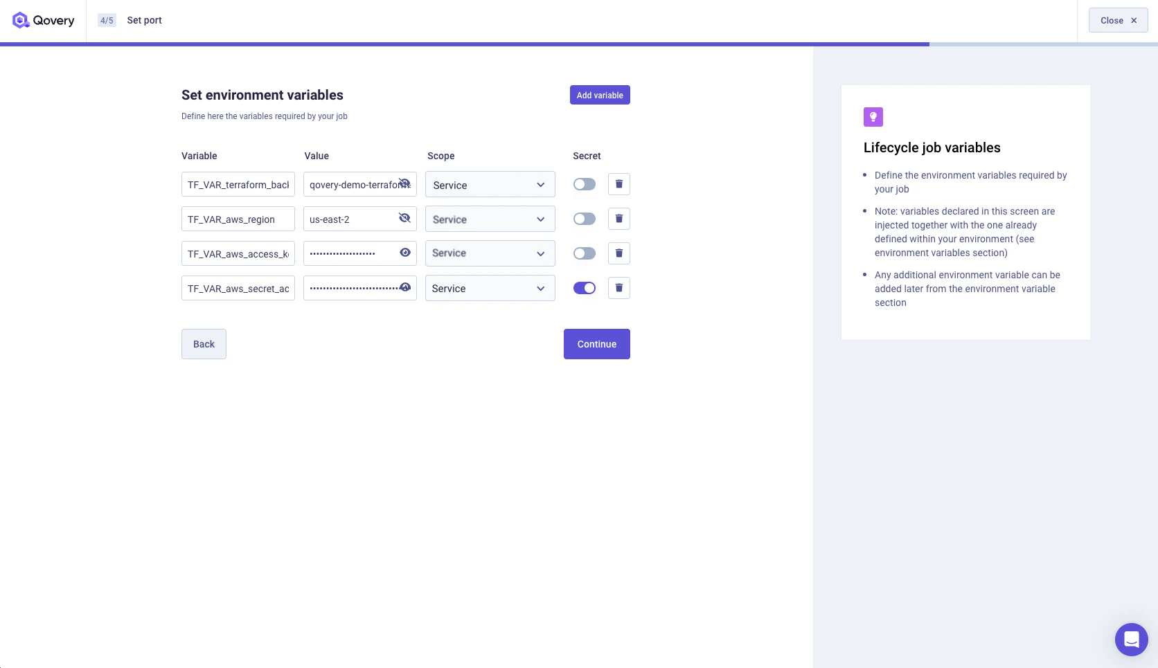 Configure environment variables