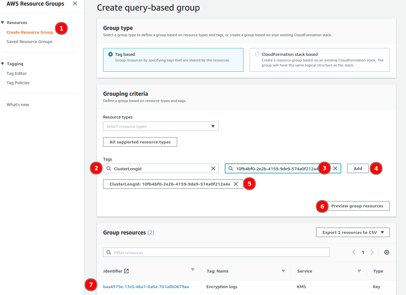 AWS Resource Groups search by tag