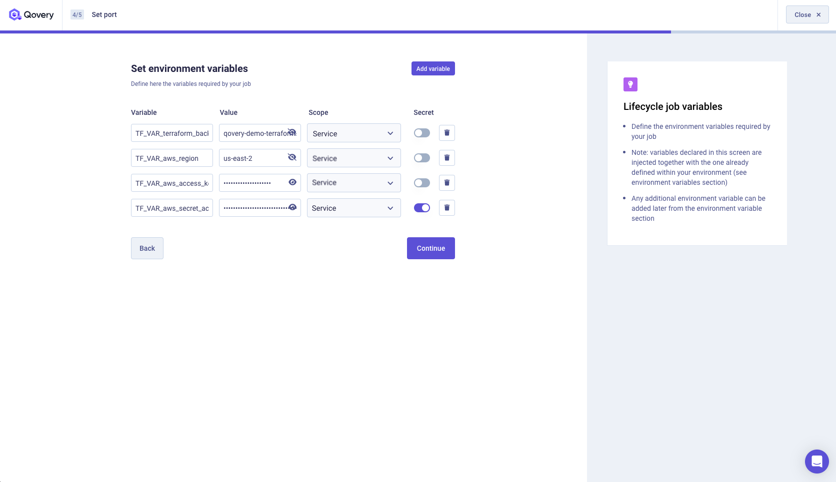 Configure environment variables