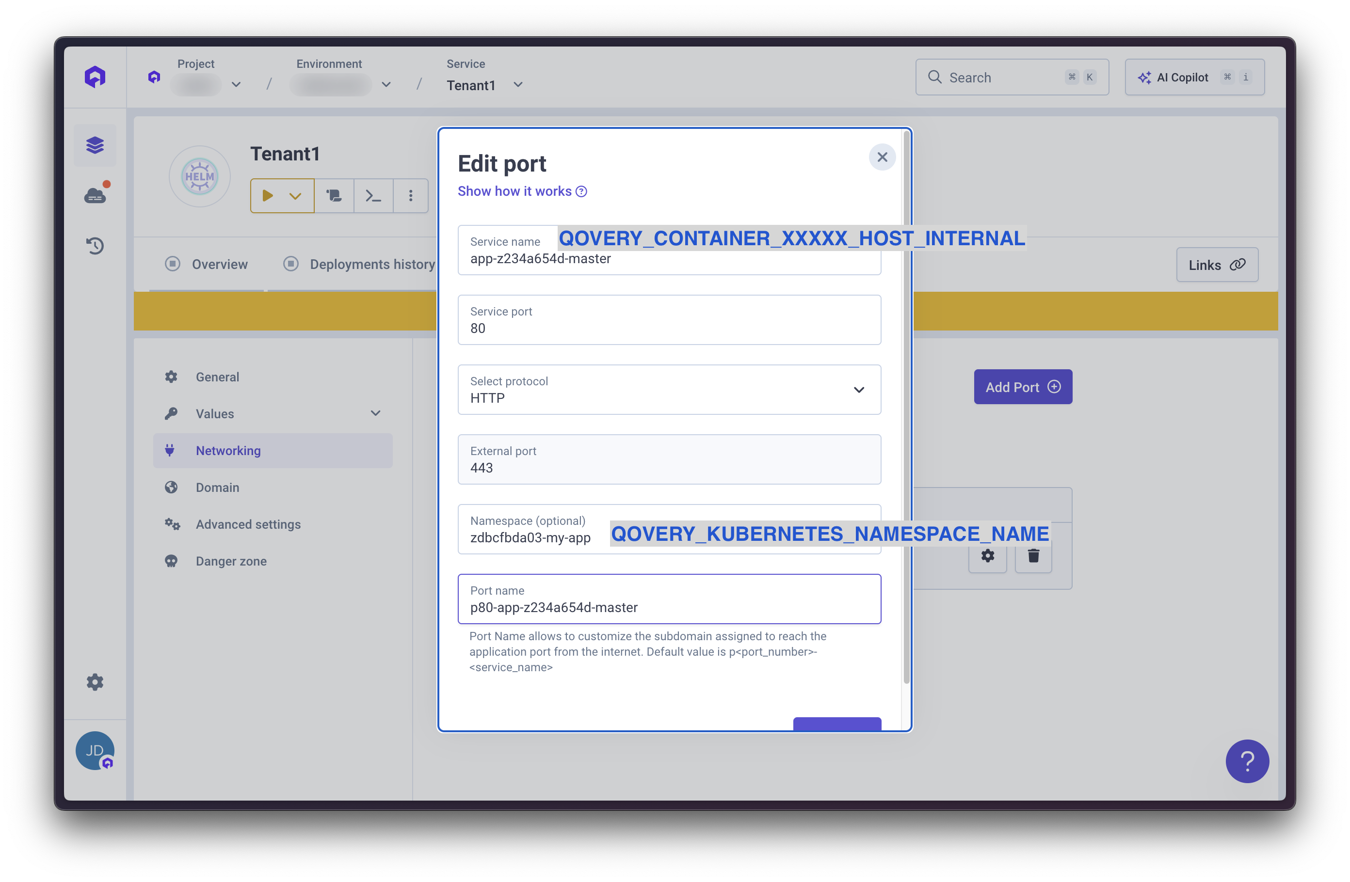 Configure tenant port