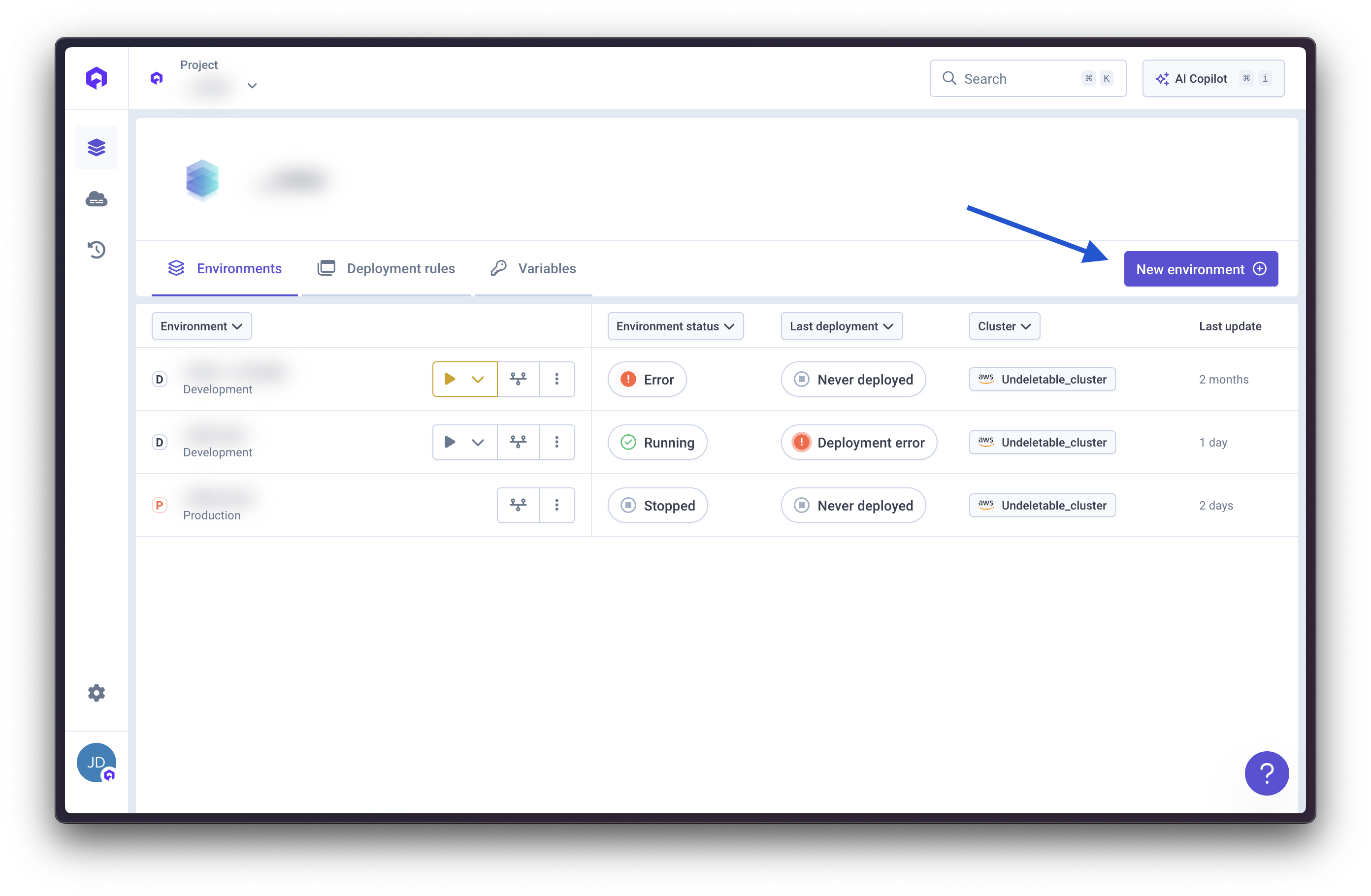 Create a new environment