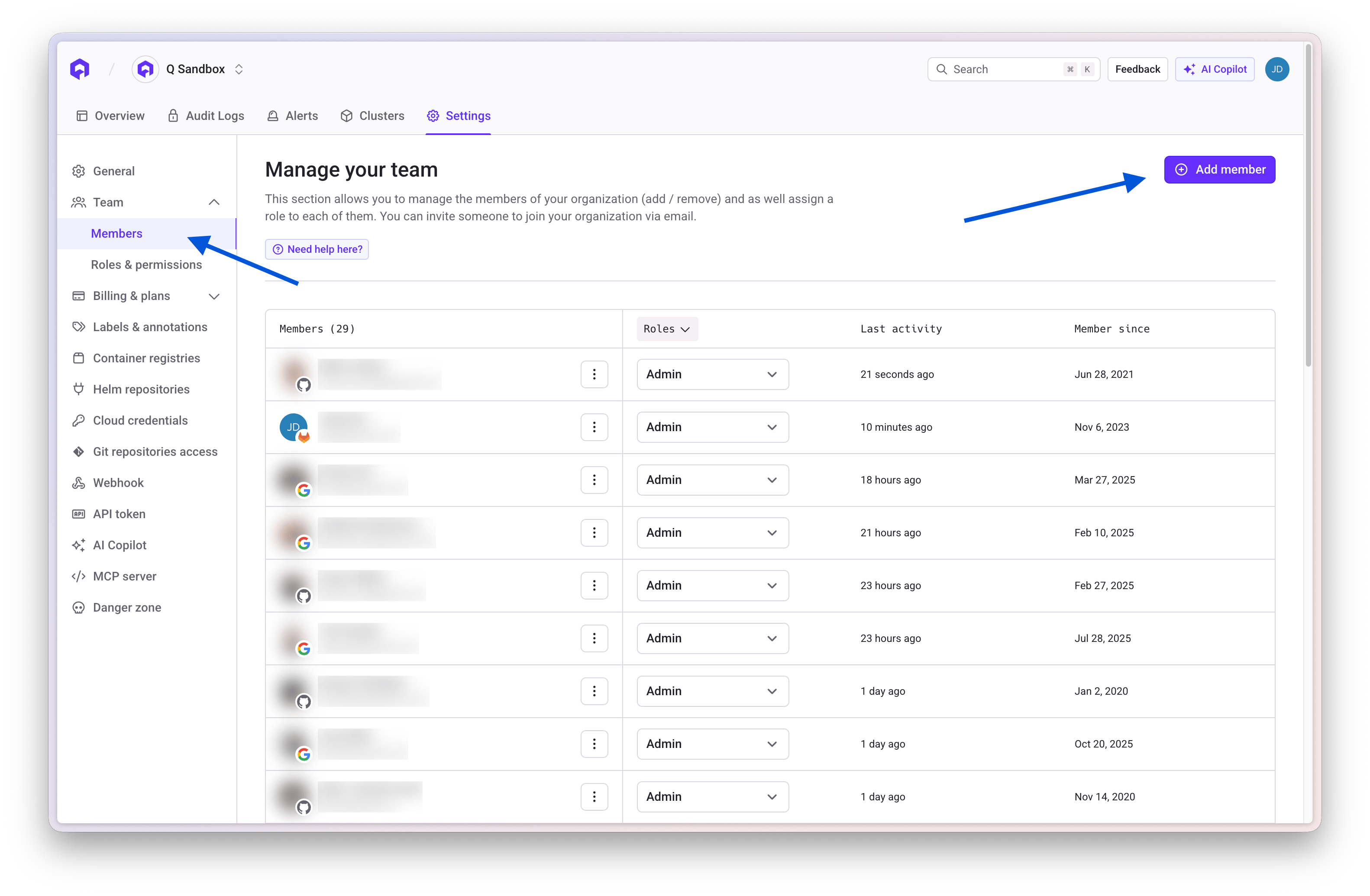 Qovery - List all members within an organization