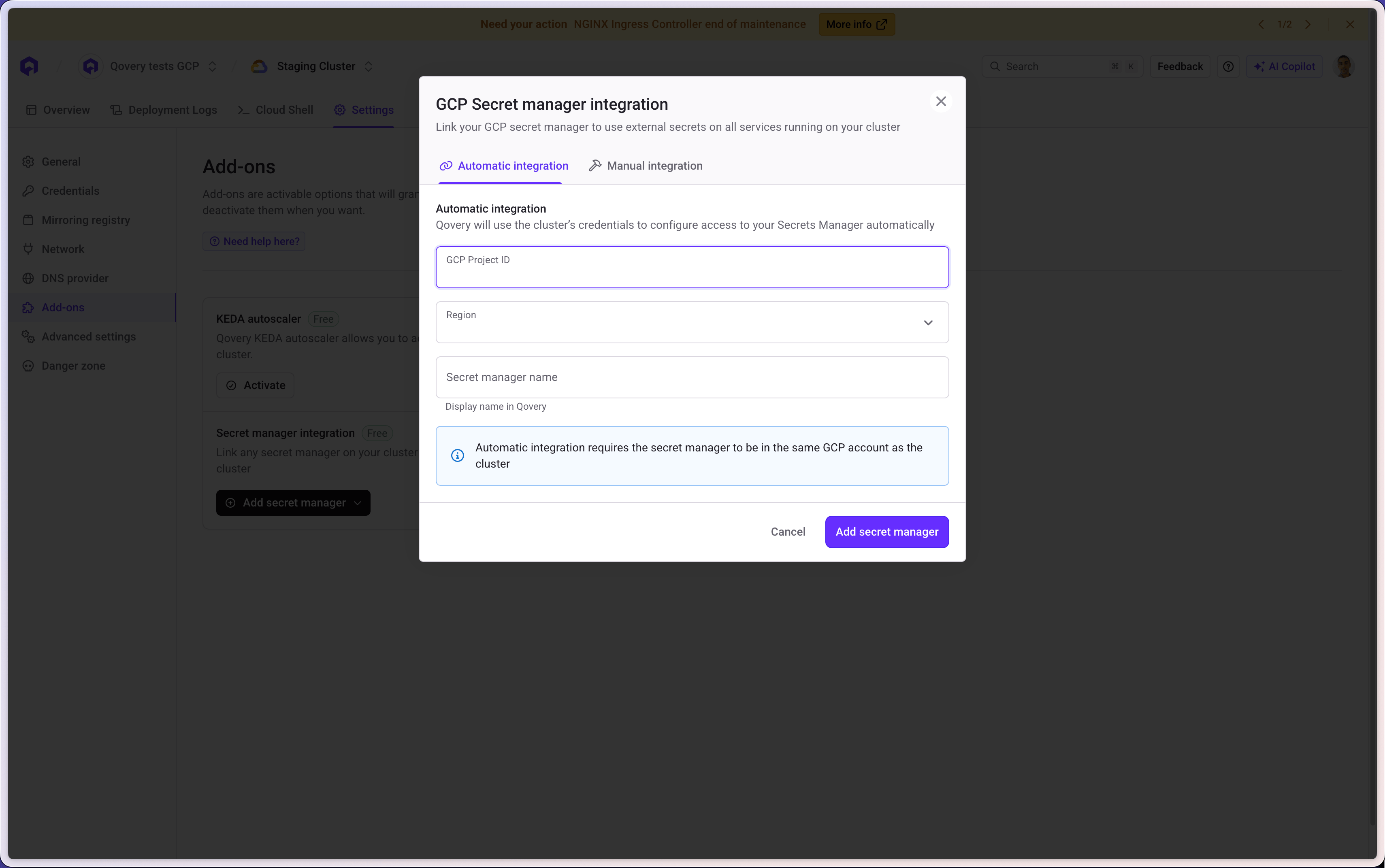 Automatic GCP Secret Manager authentication