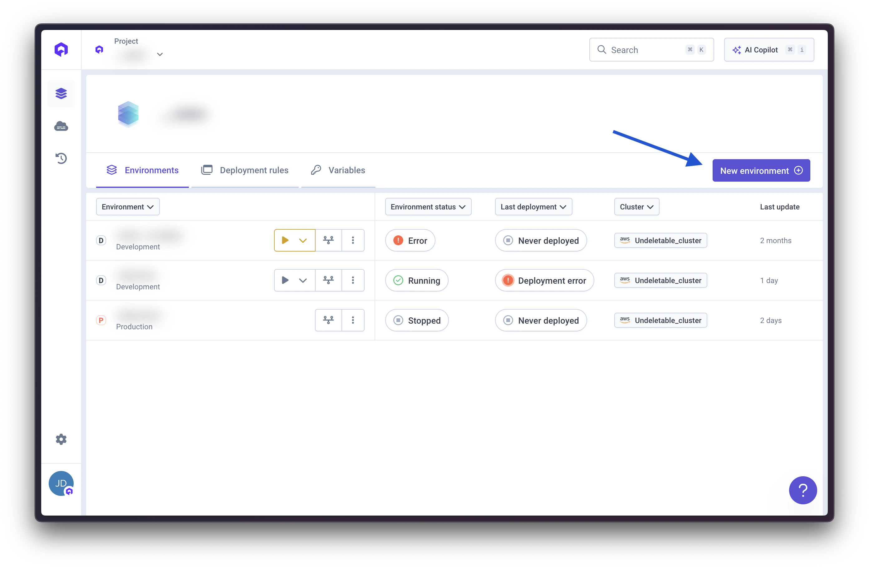 Create a new environment
