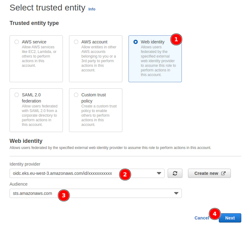 Create IAM role step 1