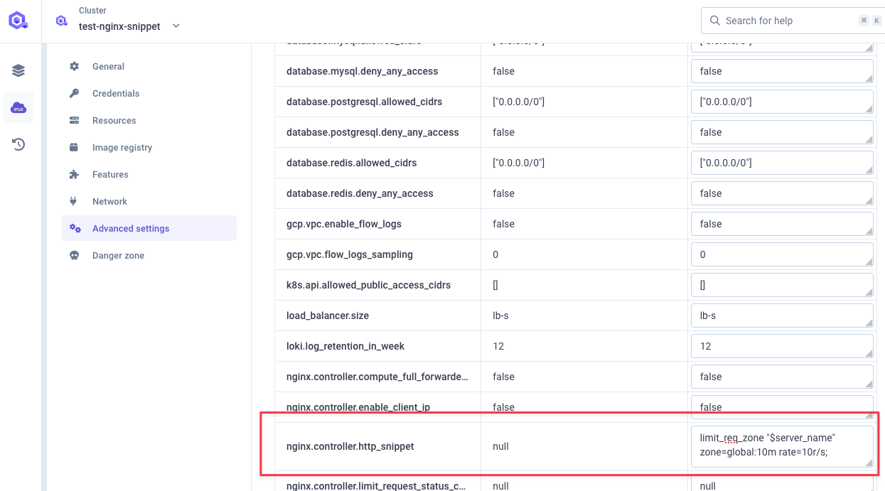 Set global rate in http snippet