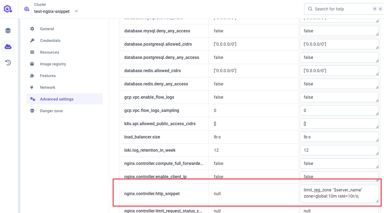 Set global rate in http snippet