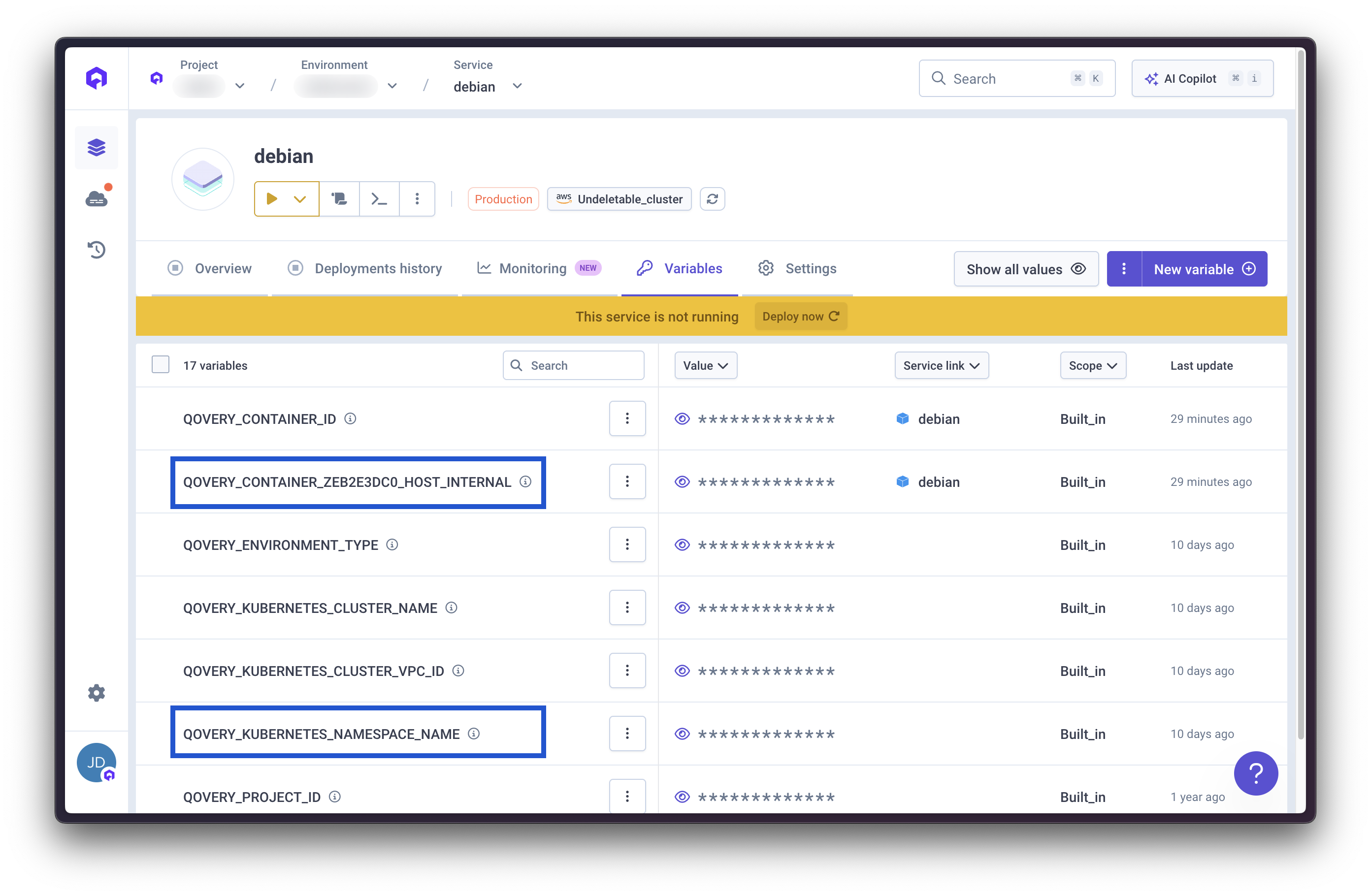 Environment variables