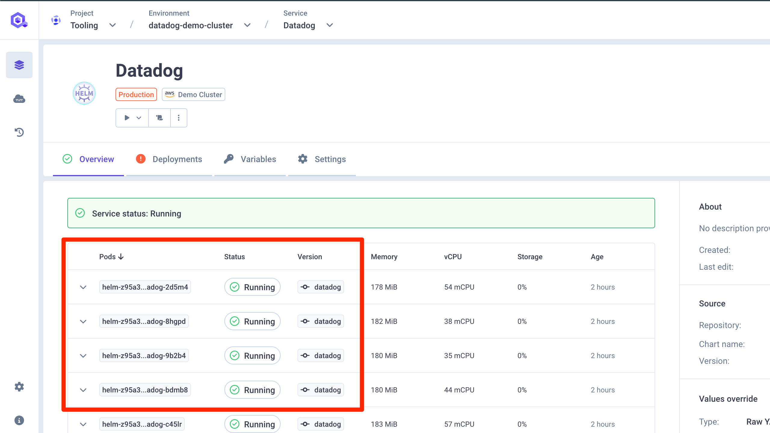 Datadog Pods Running
