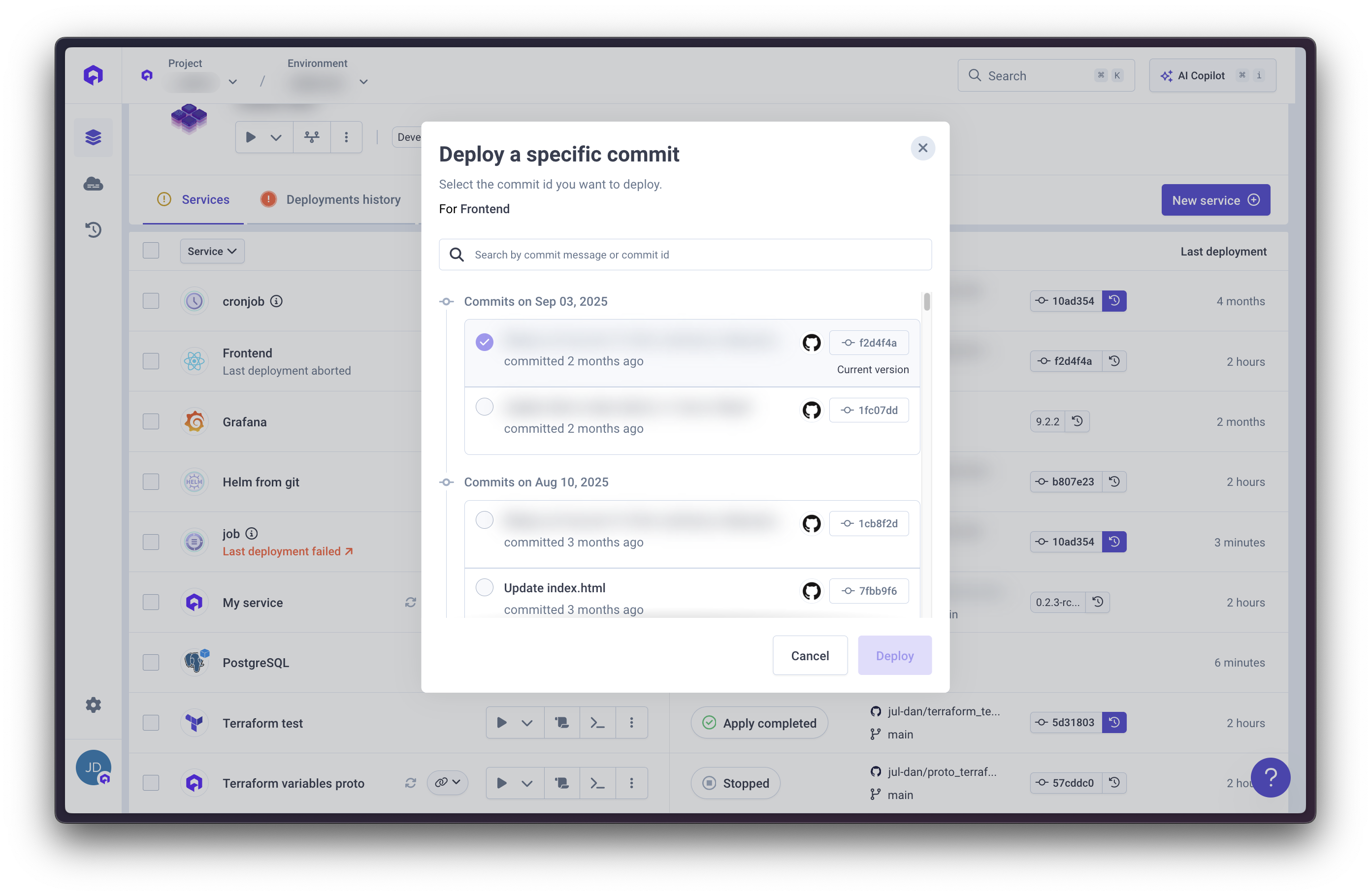 Deploy Other Version